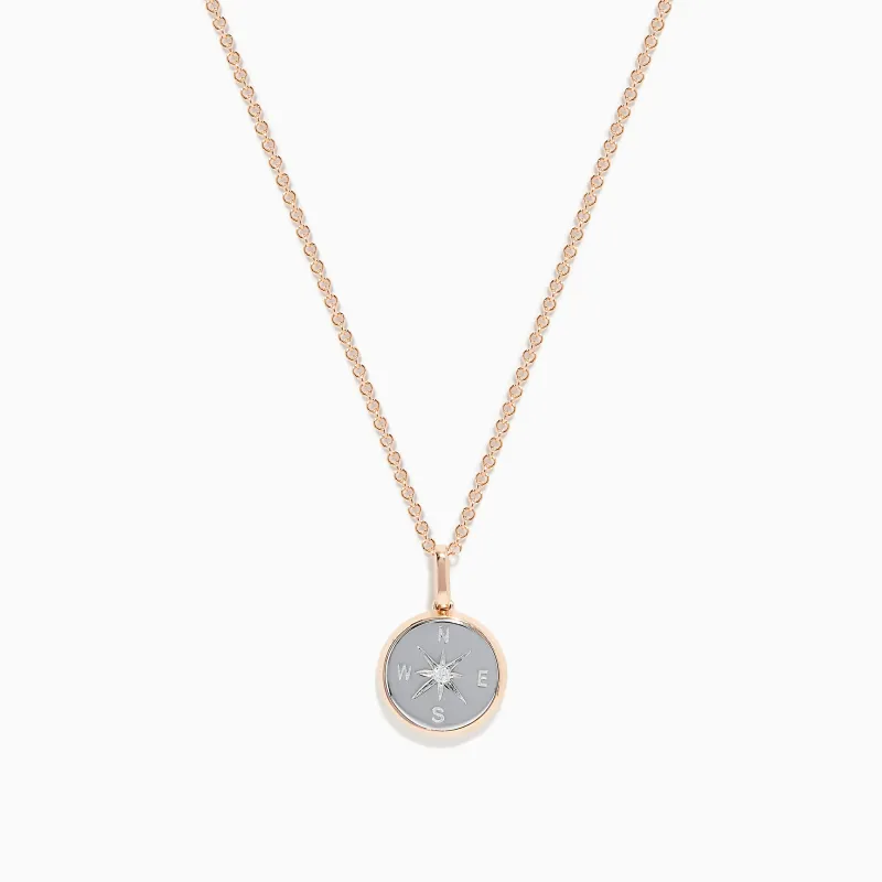 Novelty 14K Two-Tone Gold Diamond Compass Pendant sold by Effy
