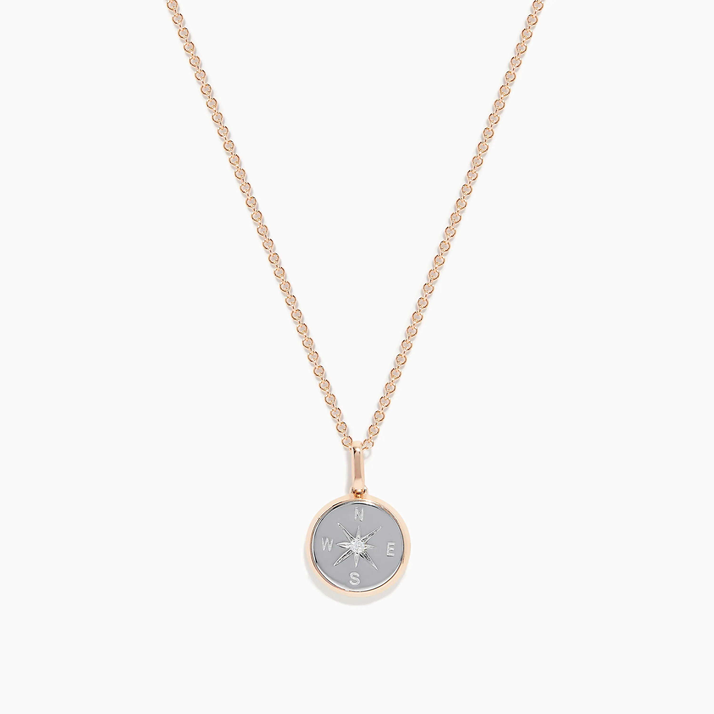 Novelty 14K Two-Tone Gold Diamond Compass Pendant sold by Effy