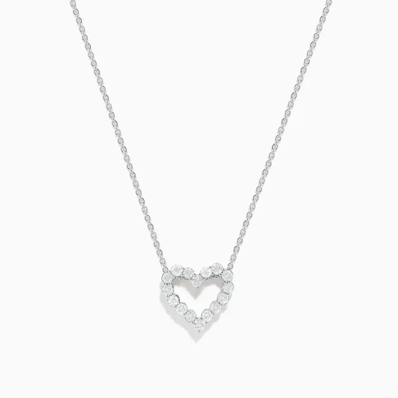 Pave Classica 14K White Gold Diamond Heart Pendant 0.74 TCW sold by Effy