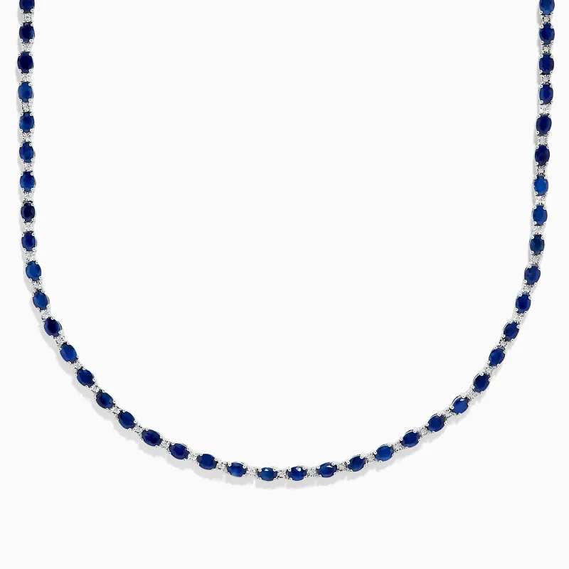 925 Sterling Silver Blue Sapphire Tennis Necklace sold by Effy