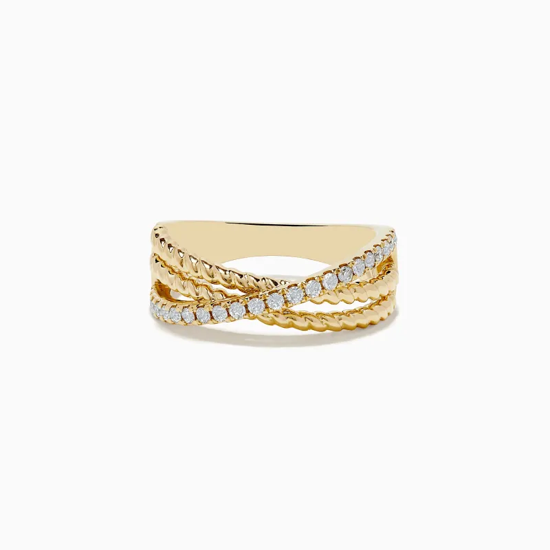 D'oro 14K Yellow Gold Diamond Crossover Ring sold by Effy