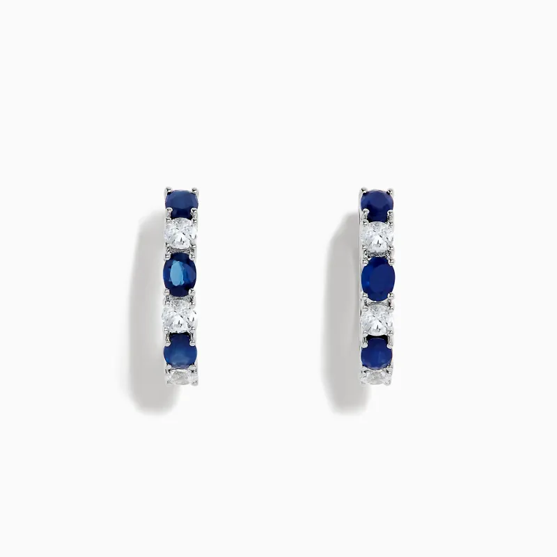 14K White Gold Multi Sapphire Hoop Earrings sold by Effy