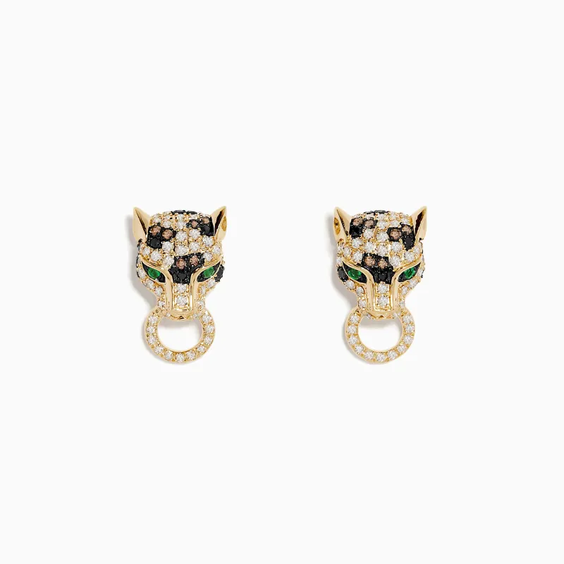 Brasillica 14K Yellow Gold Emerald, Espresso and White Diamond Earring sold by Effy
