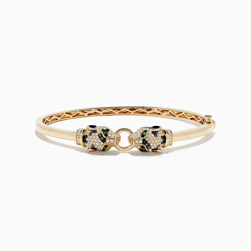 Signature 14K Yellow Gold Emerald and Multi Diamond Bangle sold by Effy