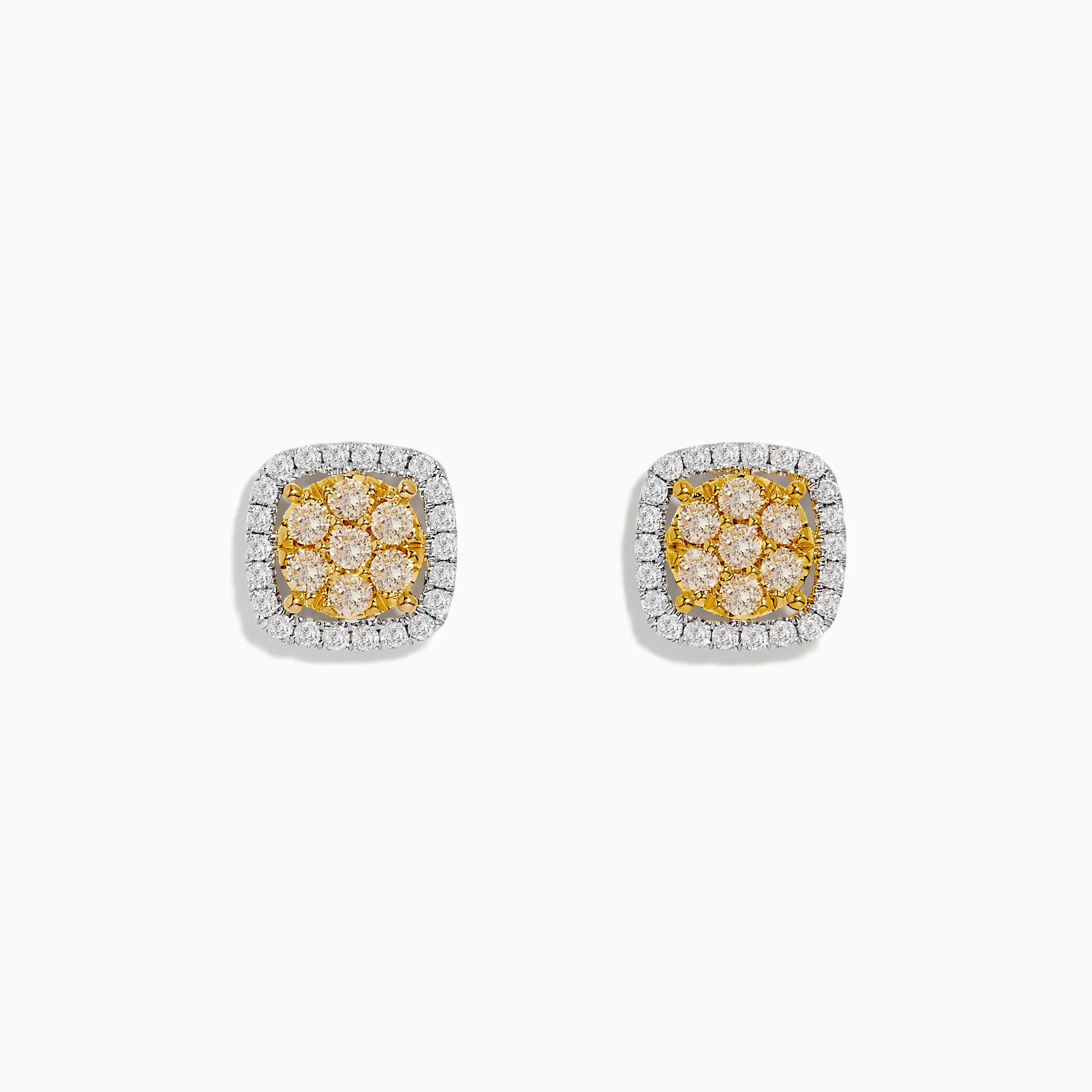 Canare 14K Two Tone Gold Cushion Shaped Cluster Yellow Diamond Earrings sold by Effy