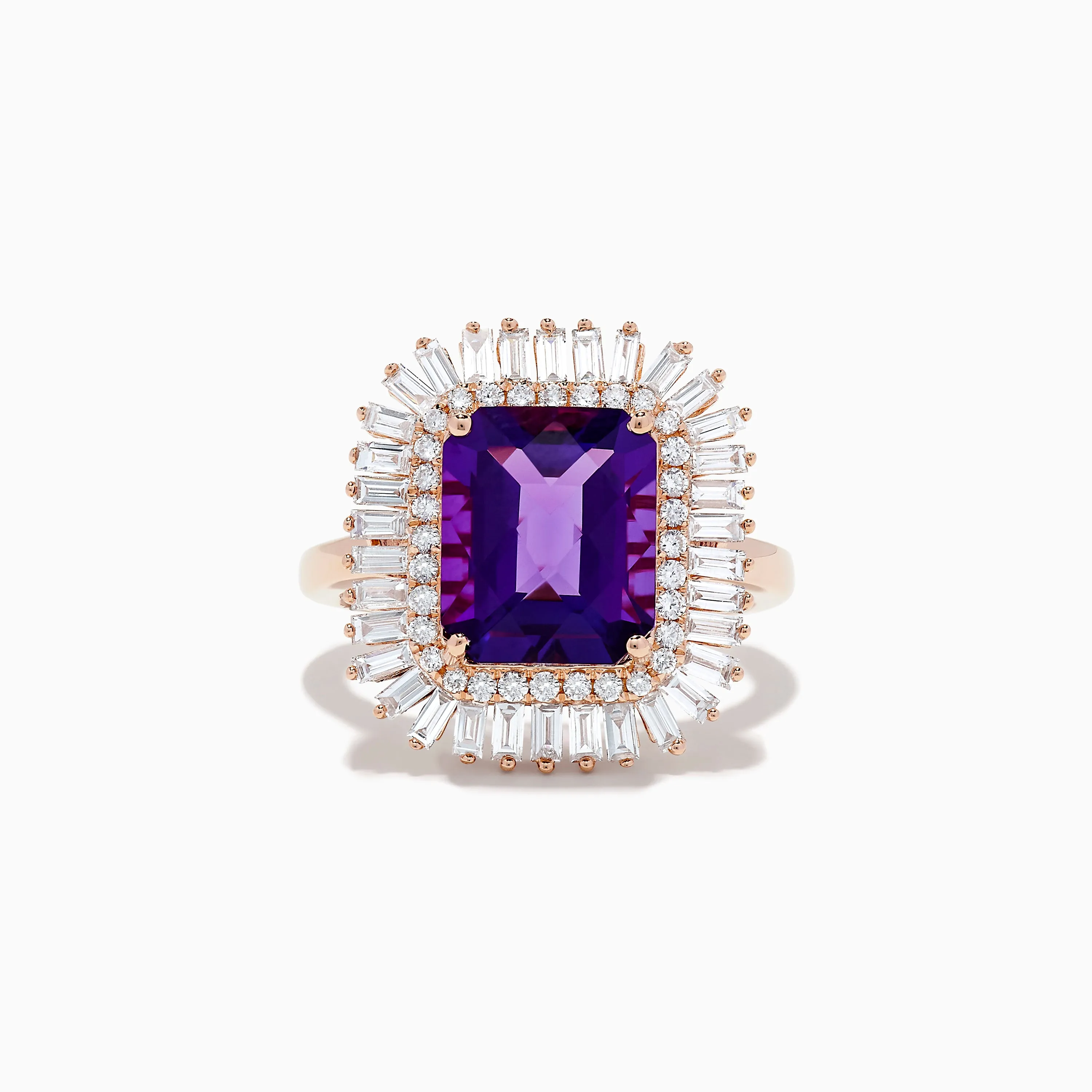 14K Rose Gold Amethyst and Diamond Cocktail Ring sold by Effy