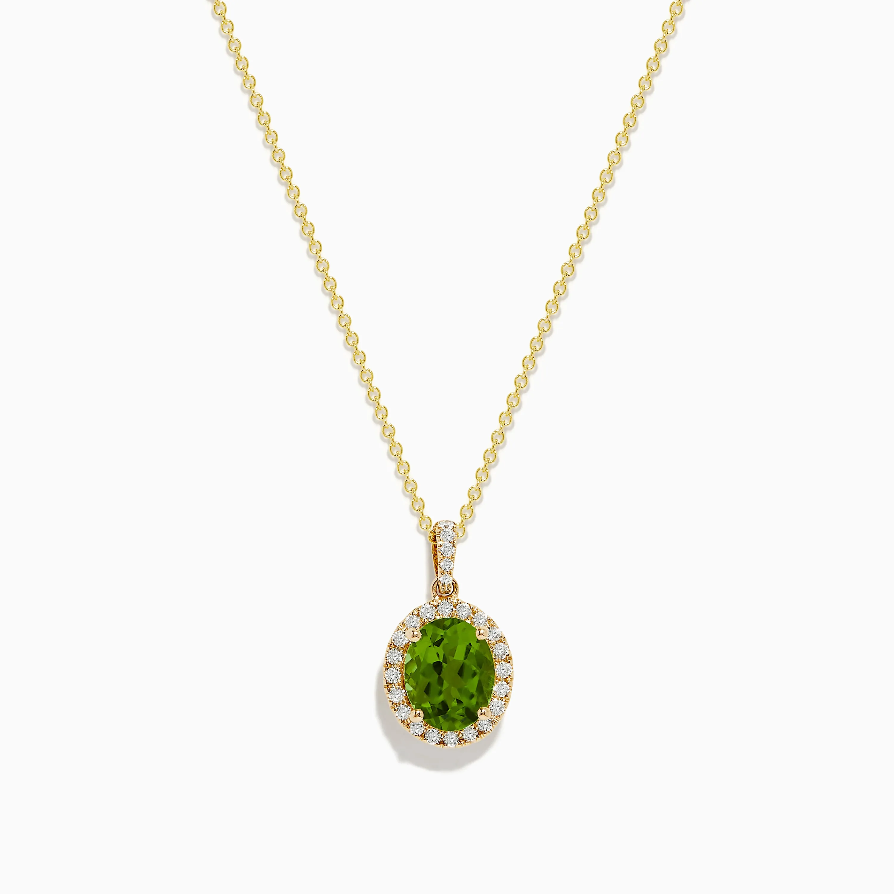 14K Yellow Gold Peridot and Diamond Pendant sold by Effy