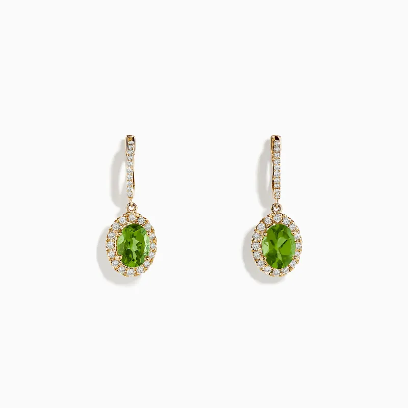 14K Yellow Gold Peridot and Diamond Earrings sold by Effy