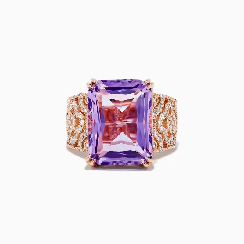 Amethyst 14K Rose Gold Amethyst and Diamond Ring sold by Effy
