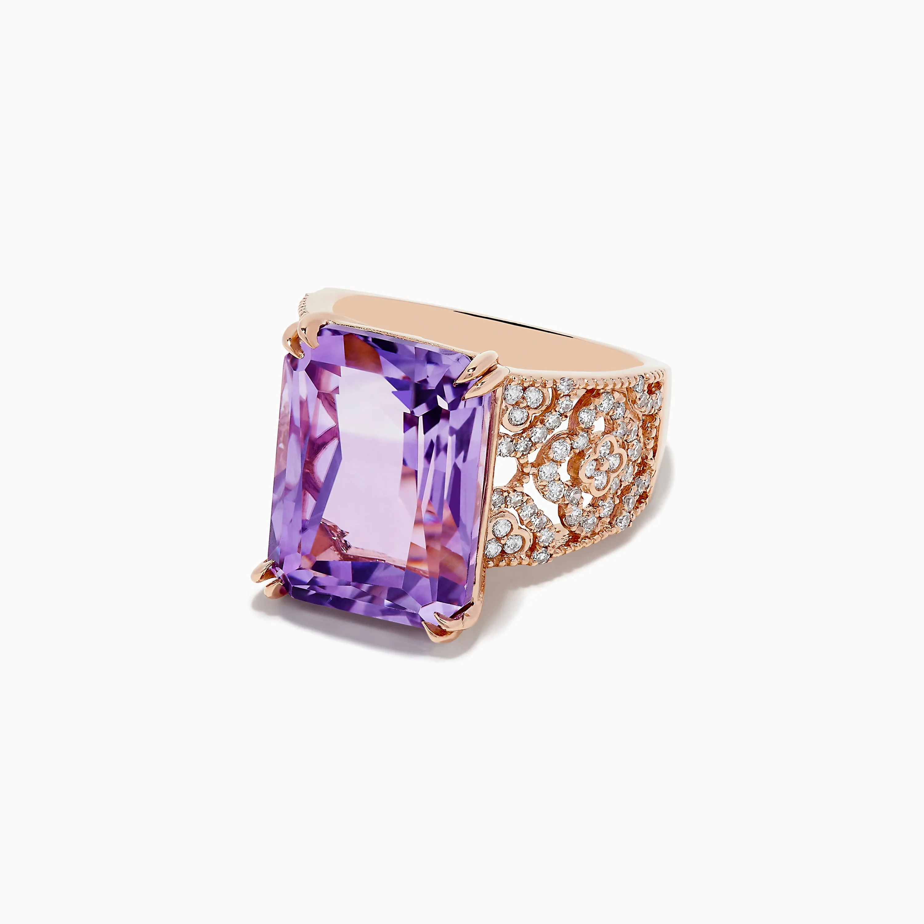 Amethyst 14K Rose Gold Amethyst and Diamond Ring sold by Effy product image thumbnail 2