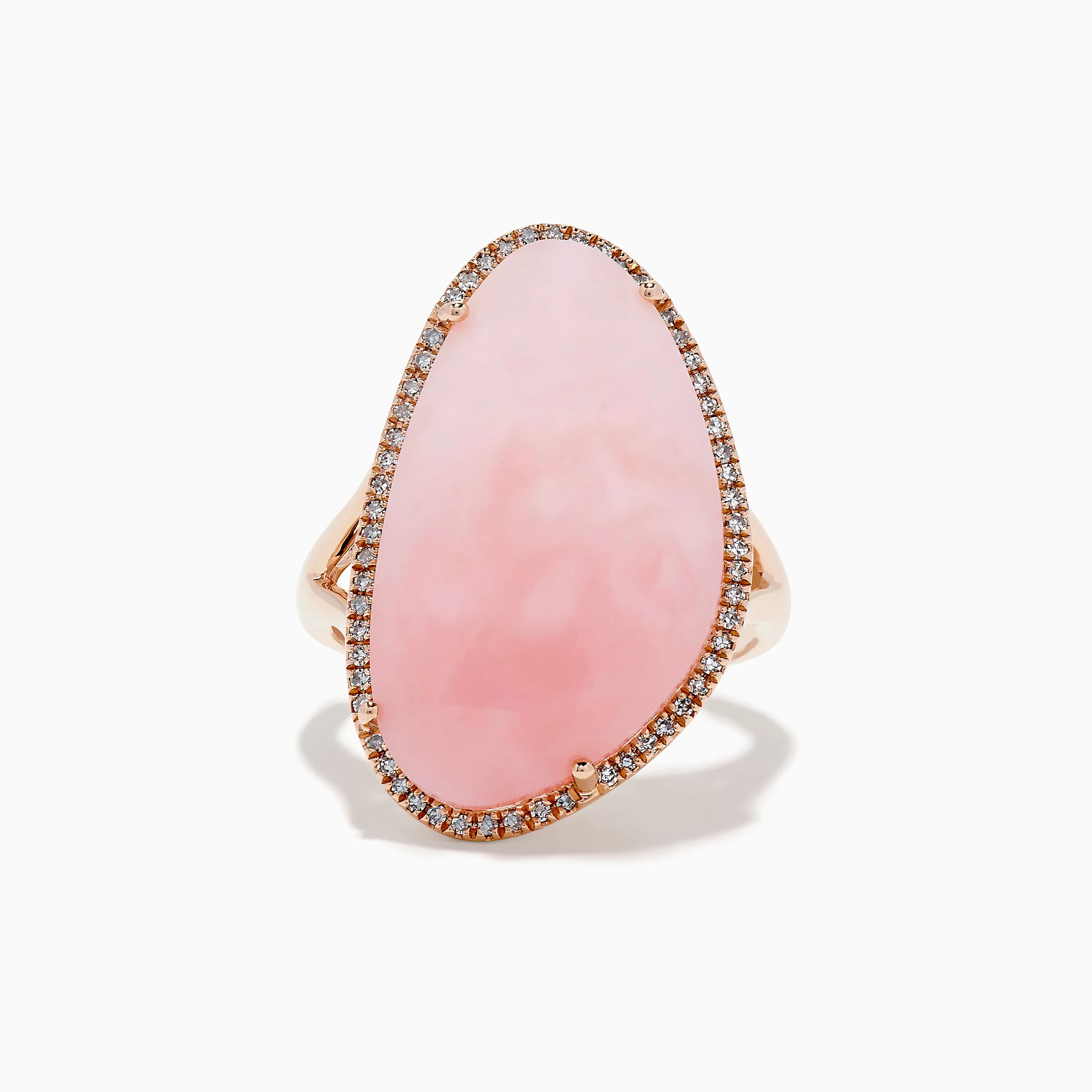 14K Rose Gold Pink Opal and Diamond Ring sold by Effy