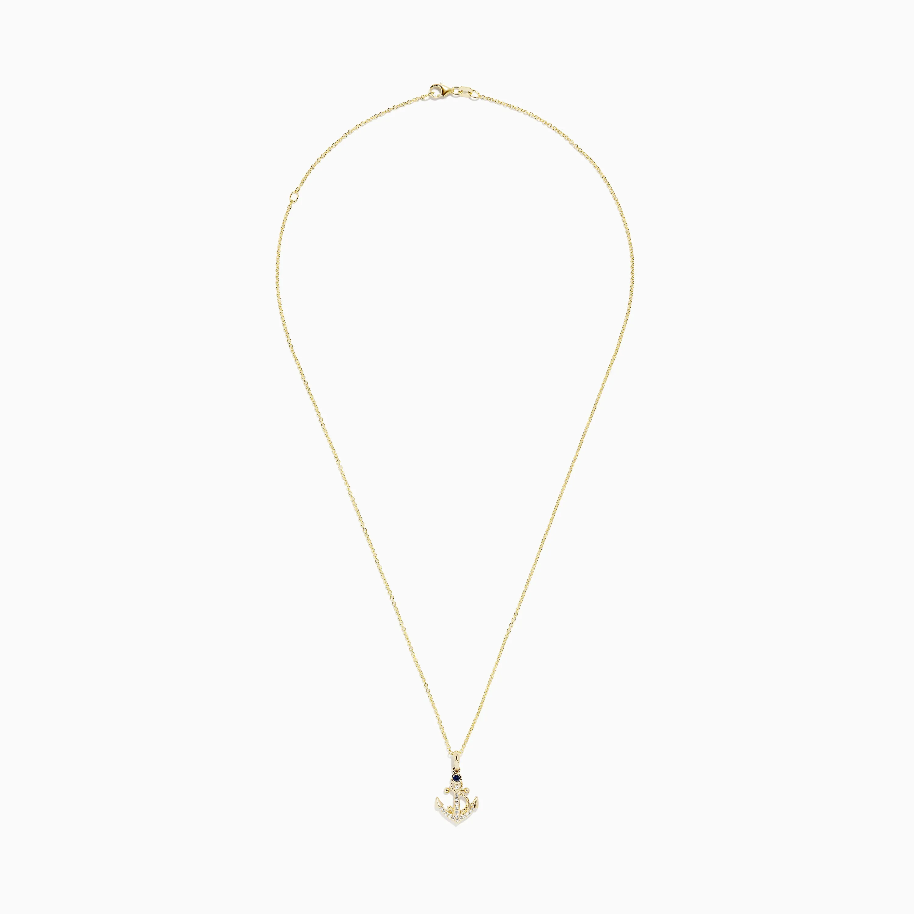 Seaside 14K Yellow Gold Diamond and Sapphire Anchor Pendant sold by Effy product image thumbnail 2