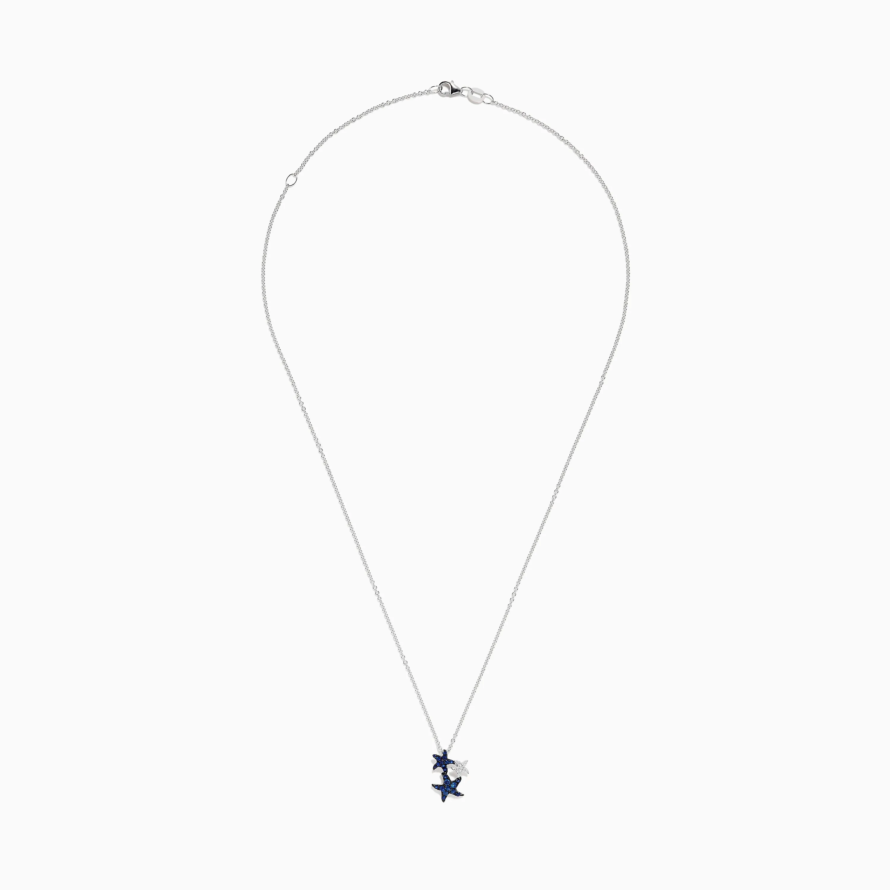 Seaside 14K White Gold Sapphire and Diamond Starfish Pendant sold by Effy product image thumbnail 2