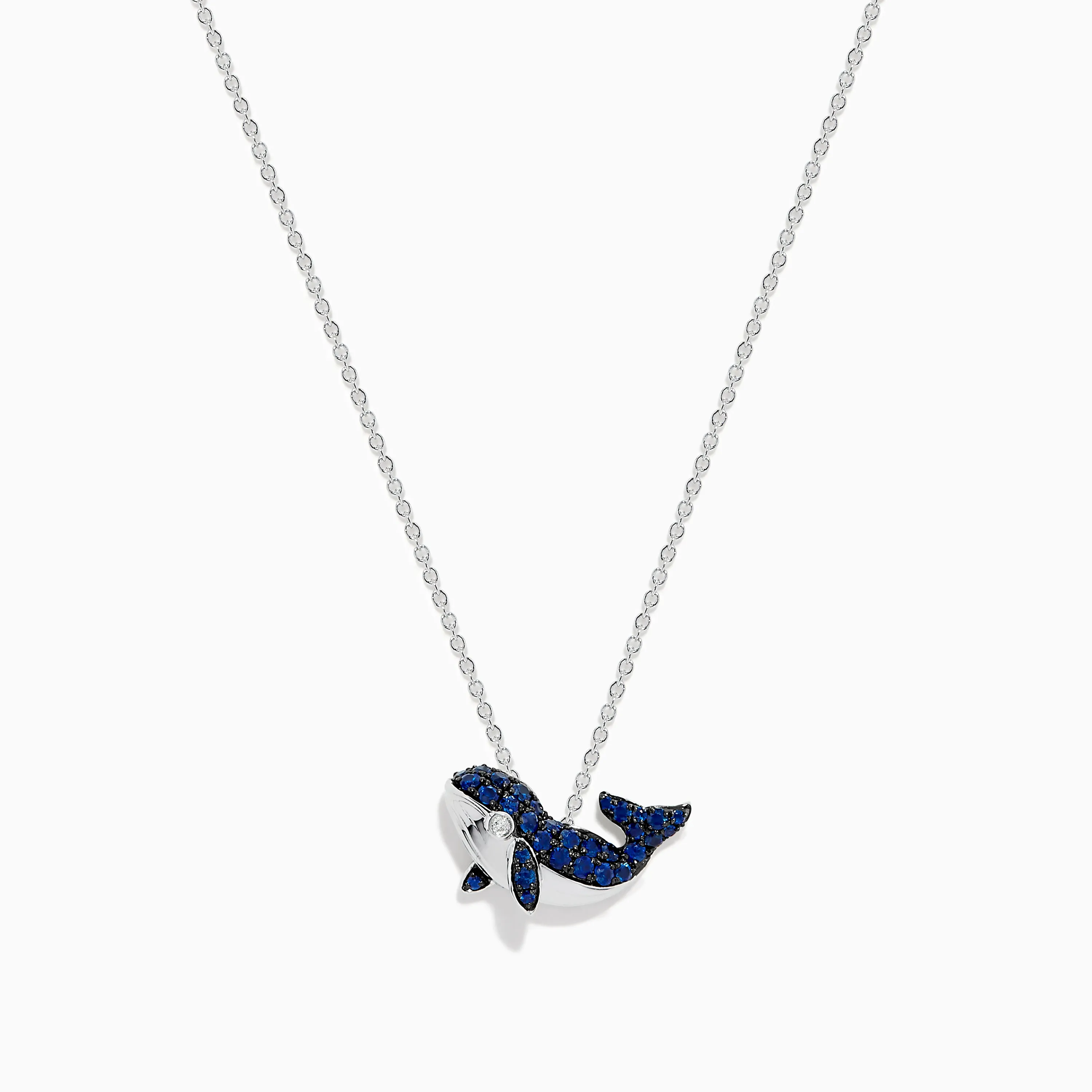 Seaside 14K White Gold Sapphire and Diamond Whale Pendant sold by Effy