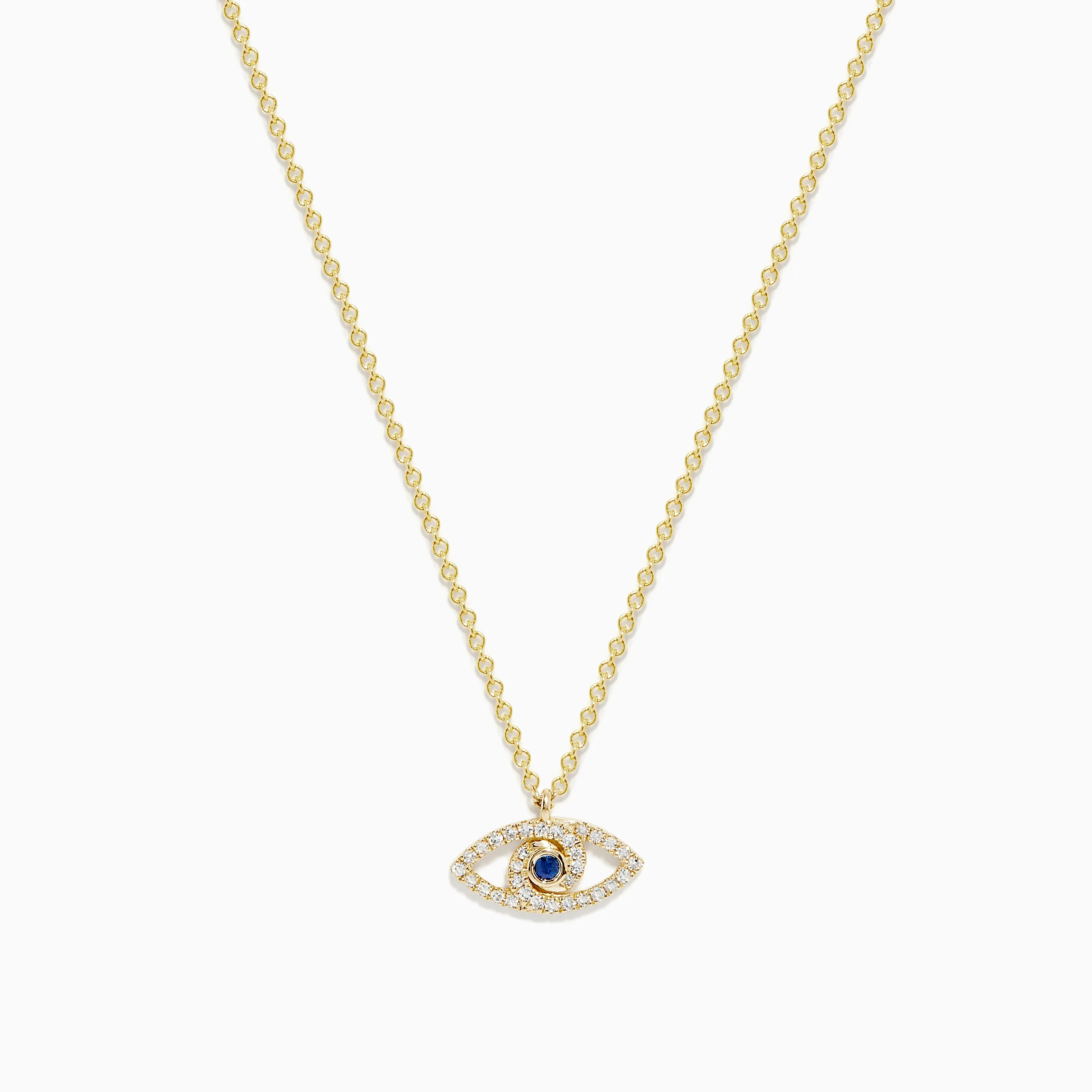 Novelty 14K Yellow Gold Sapphire and Diamond Evil Eye Pendant sold by Effy