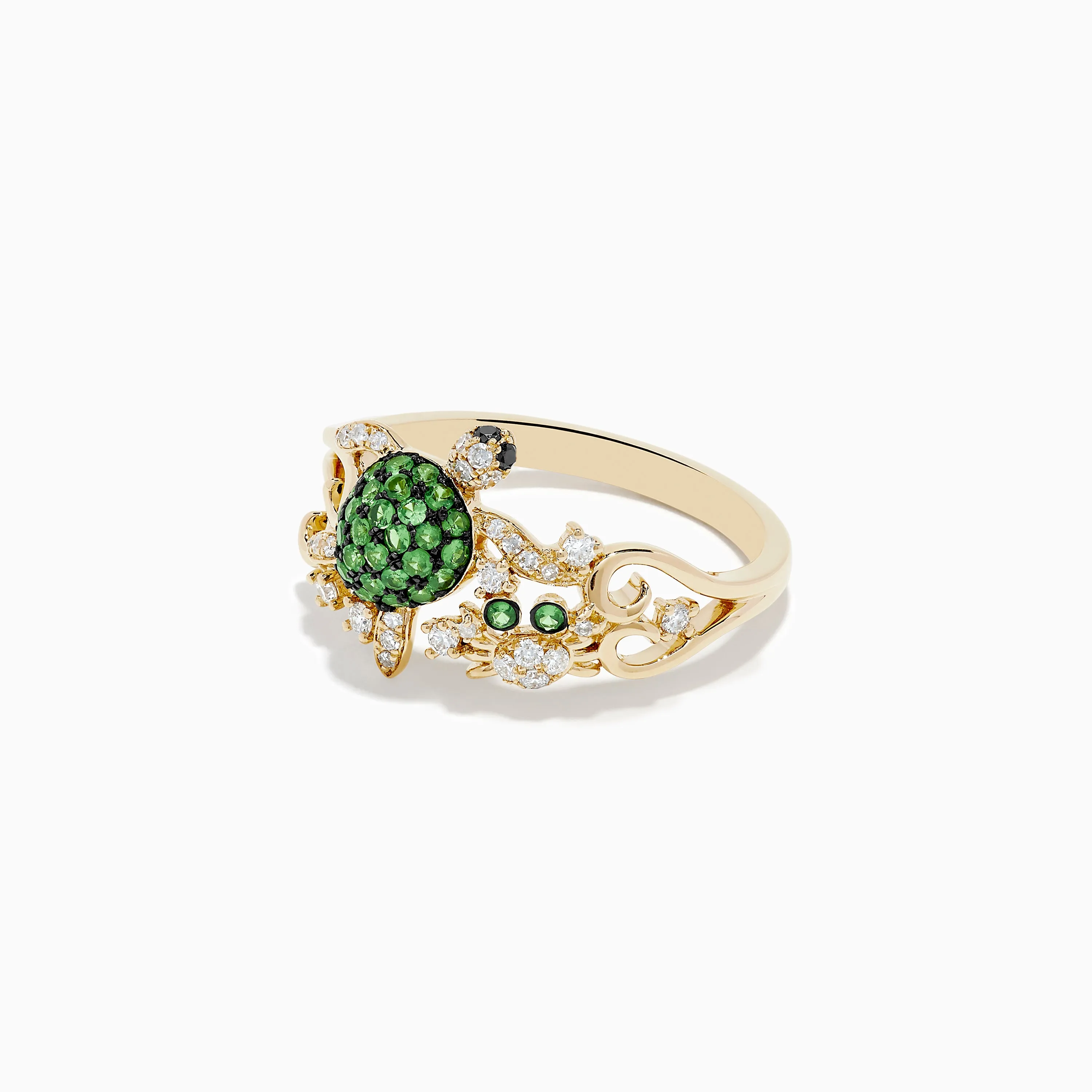 Seaside 14K Yellow Gold Tsavorite and Diamond Turtle Ring sold by Effy product image thumbnail 2