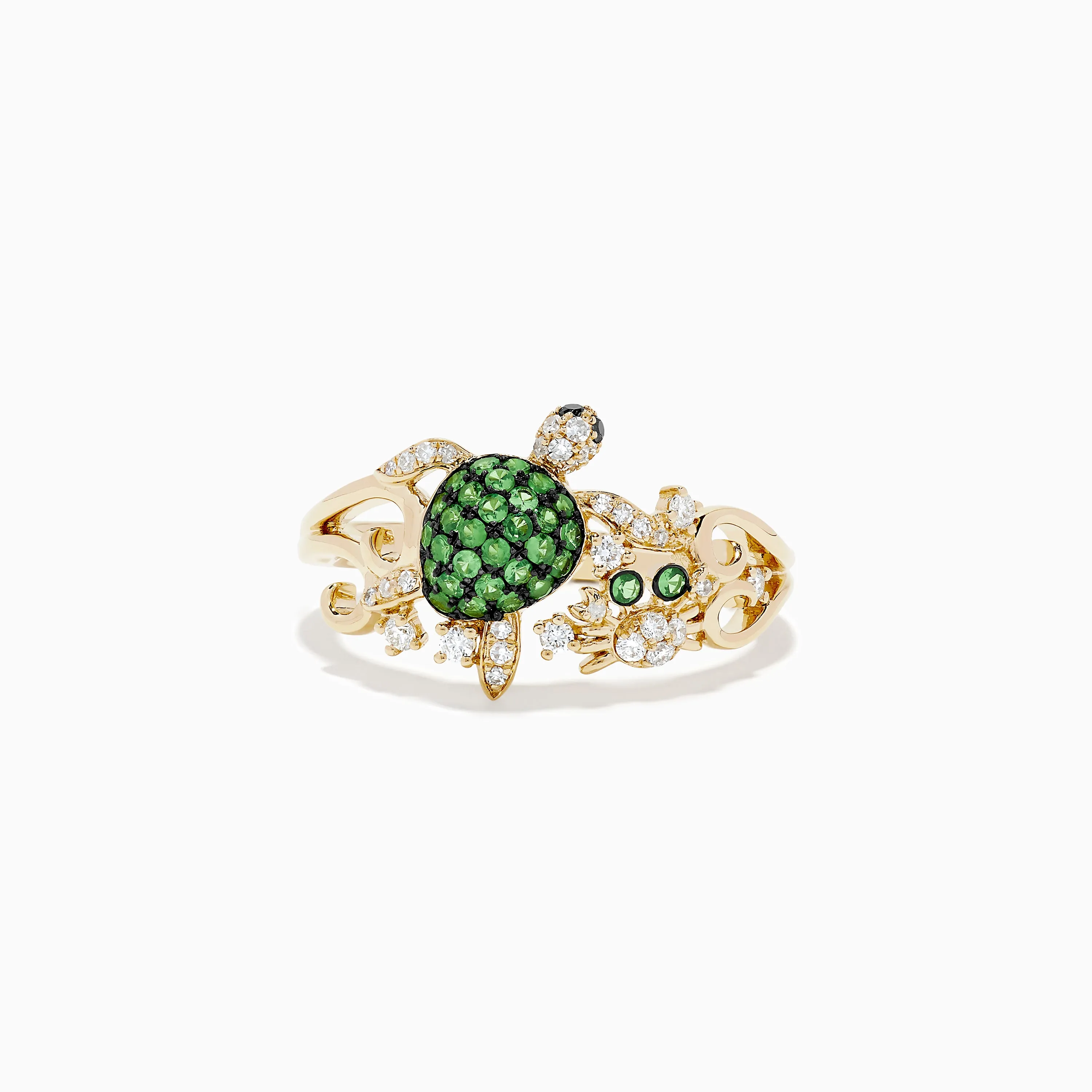 Seaside 14K Yellow Gold Tsavorite and Diamond Turtle Ring sold by Effy