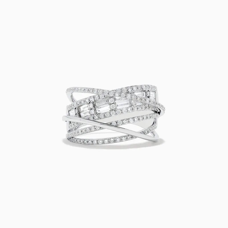 Classique 14K White Gold Diamond Cross Over Ring sold by Effy