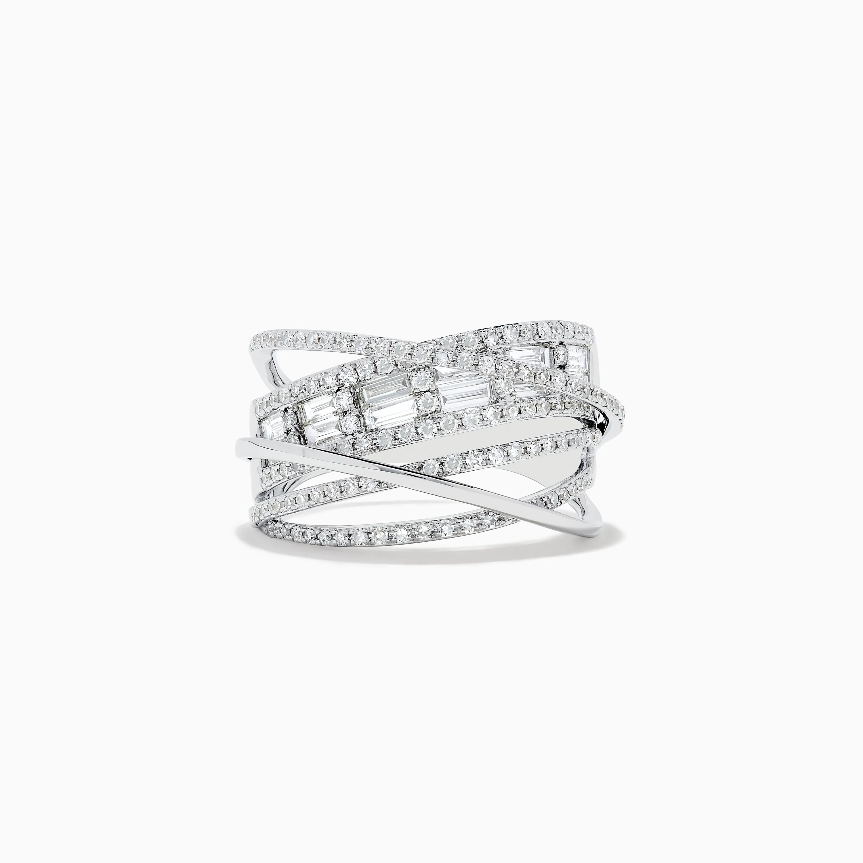 Classique 14K White Gold Diamond Cross Over Ring sold by Effy