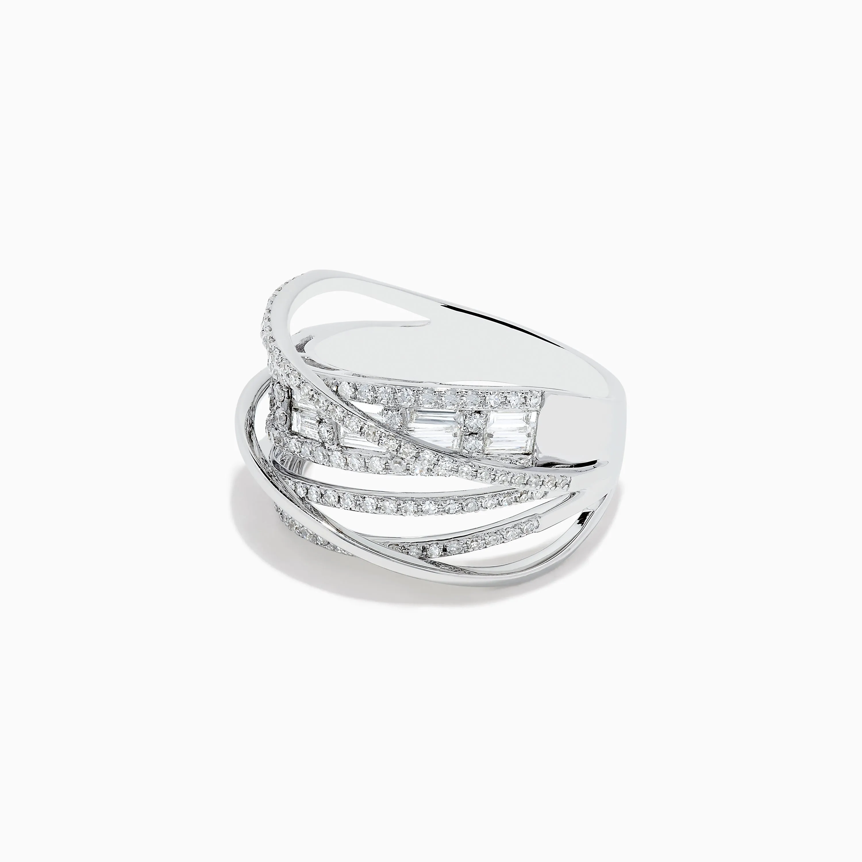 Classique 14K White Gold Diamond Cross Over Ring sold by Effy product image thumbnail 2