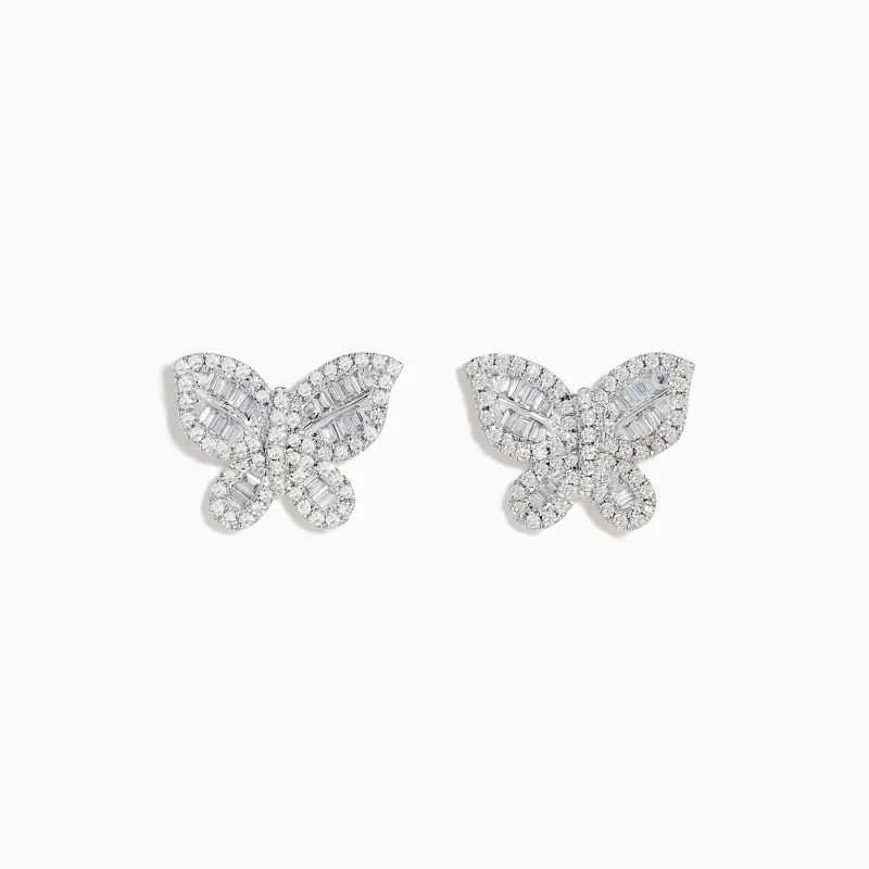Nature 14K White Gold Diamond Butterfly Earrings sold by Effy