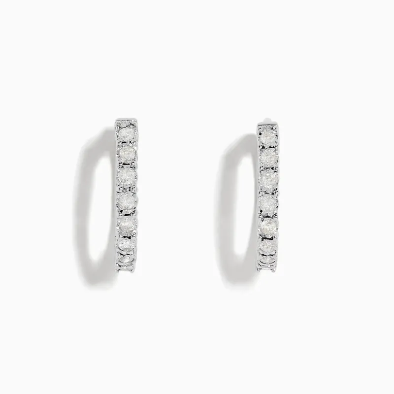 925 Sterling Silver Diamond Hoop Earrings sold by Effy