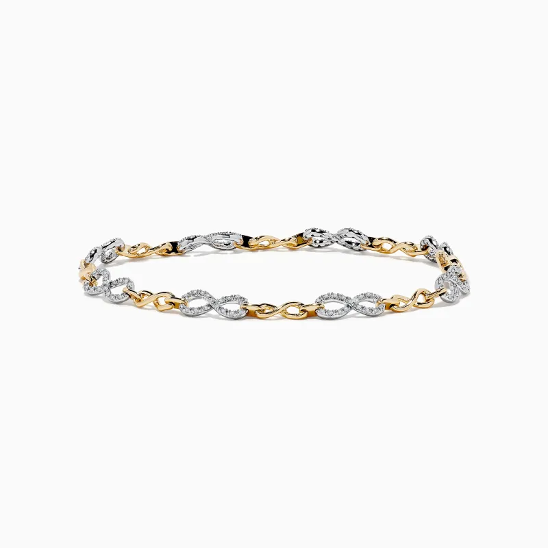 Duo 14K Two Tone Gold Diamond Infinity Tennis Bracelet 0.53 TCW sold by Effy