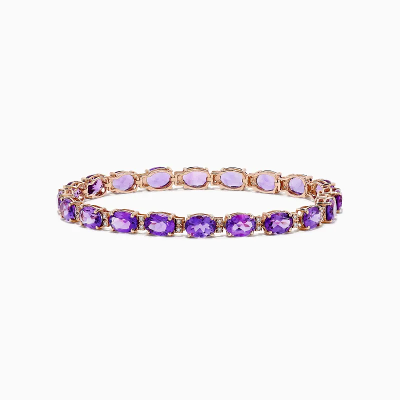 14K Rose Gold Amethyst and Diamond Bracelet sold by Effy