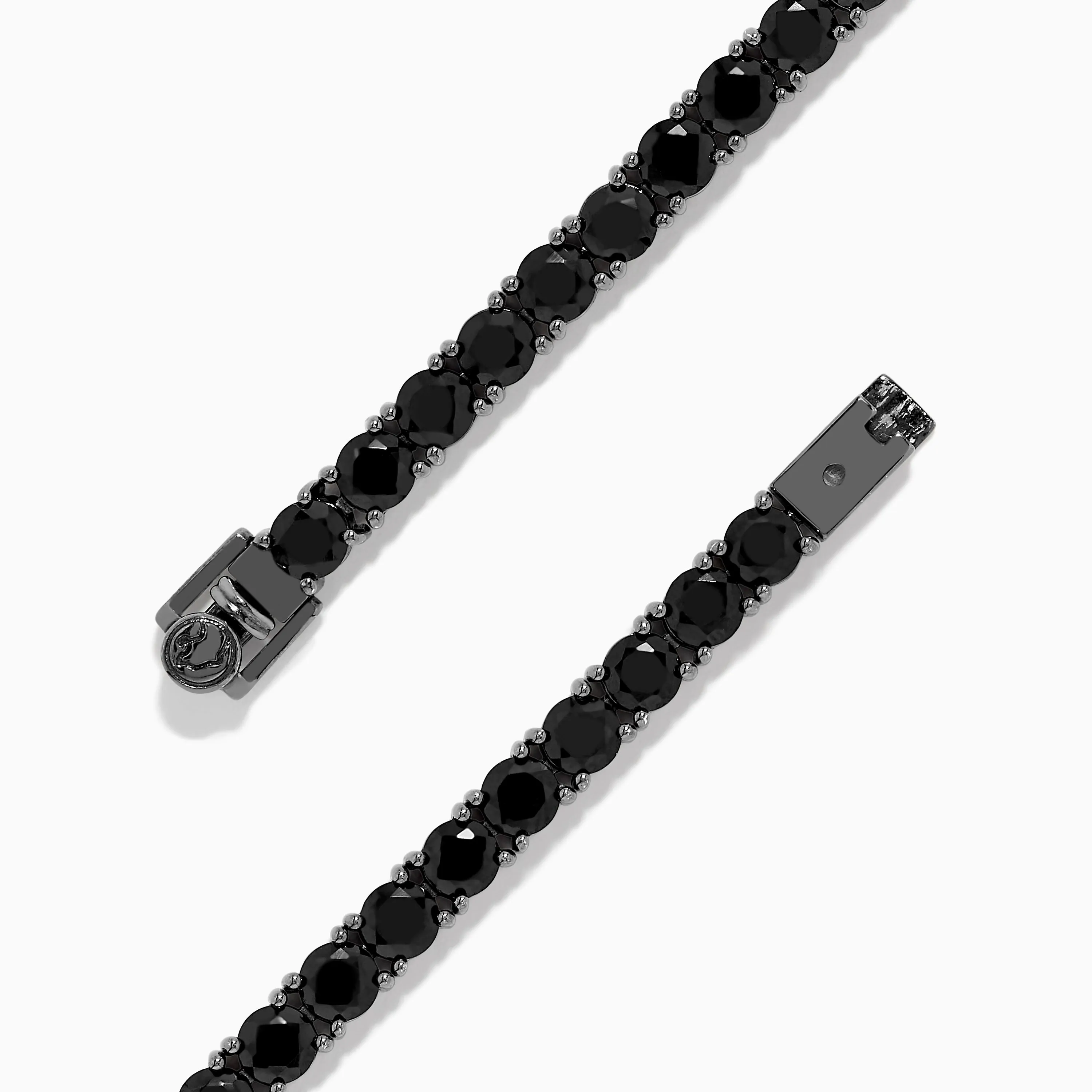 Men's Silver Rhodium Plated Black Spinel Tennis Bracelet sold by Effy product image thumbnail 2