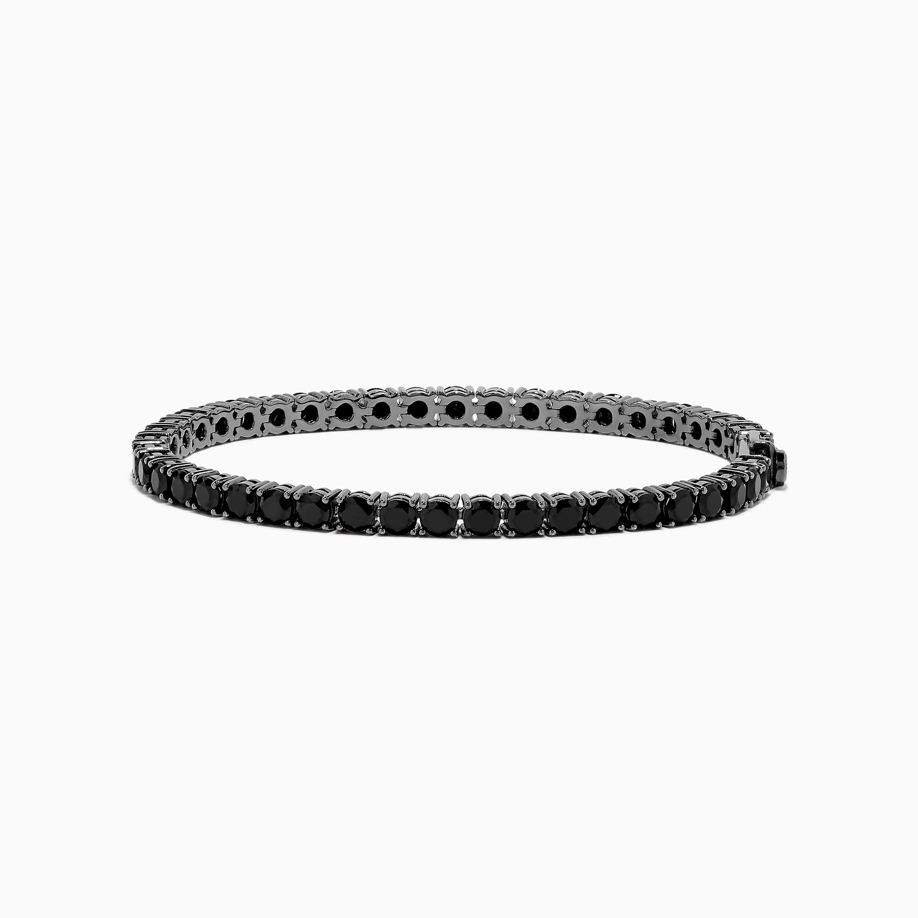 Men's Silver Rhodium Plated Black Spinel Tennis Bracelet sold by Effy