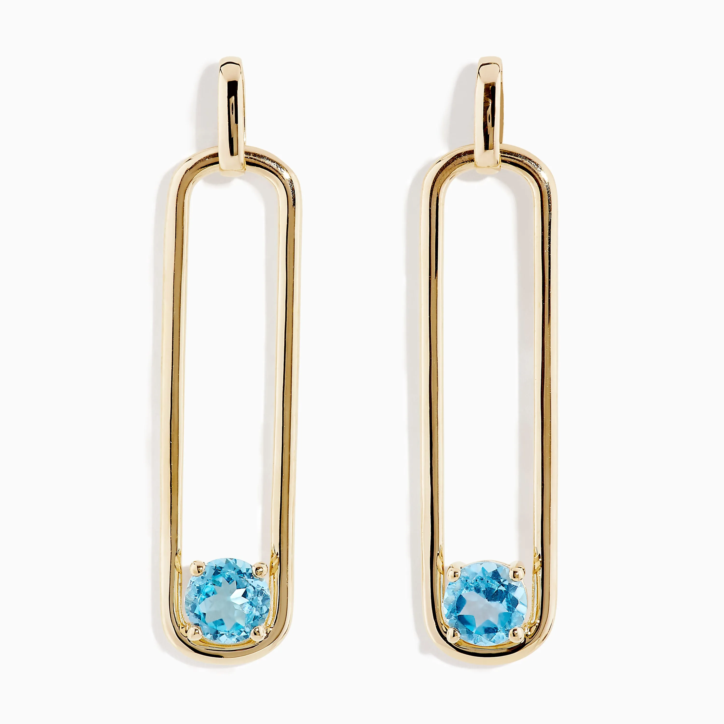 14K Yellow Gold Paperclip Blue Topaz Drop Earrings sold by Effy