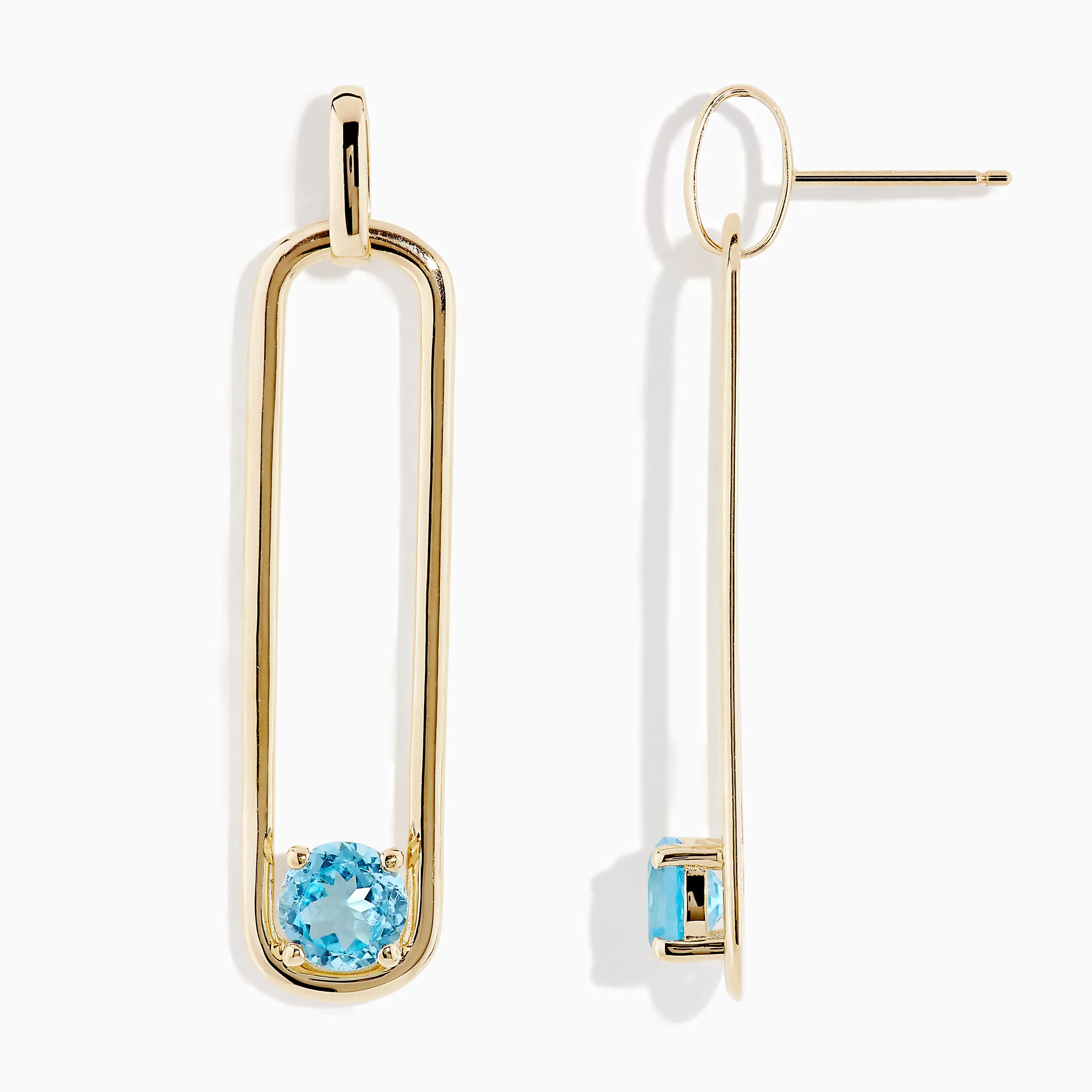 14K Yellow Gold Paperclip Blue Topaz Drop Earrings sold by Effy product image thumbnail 2