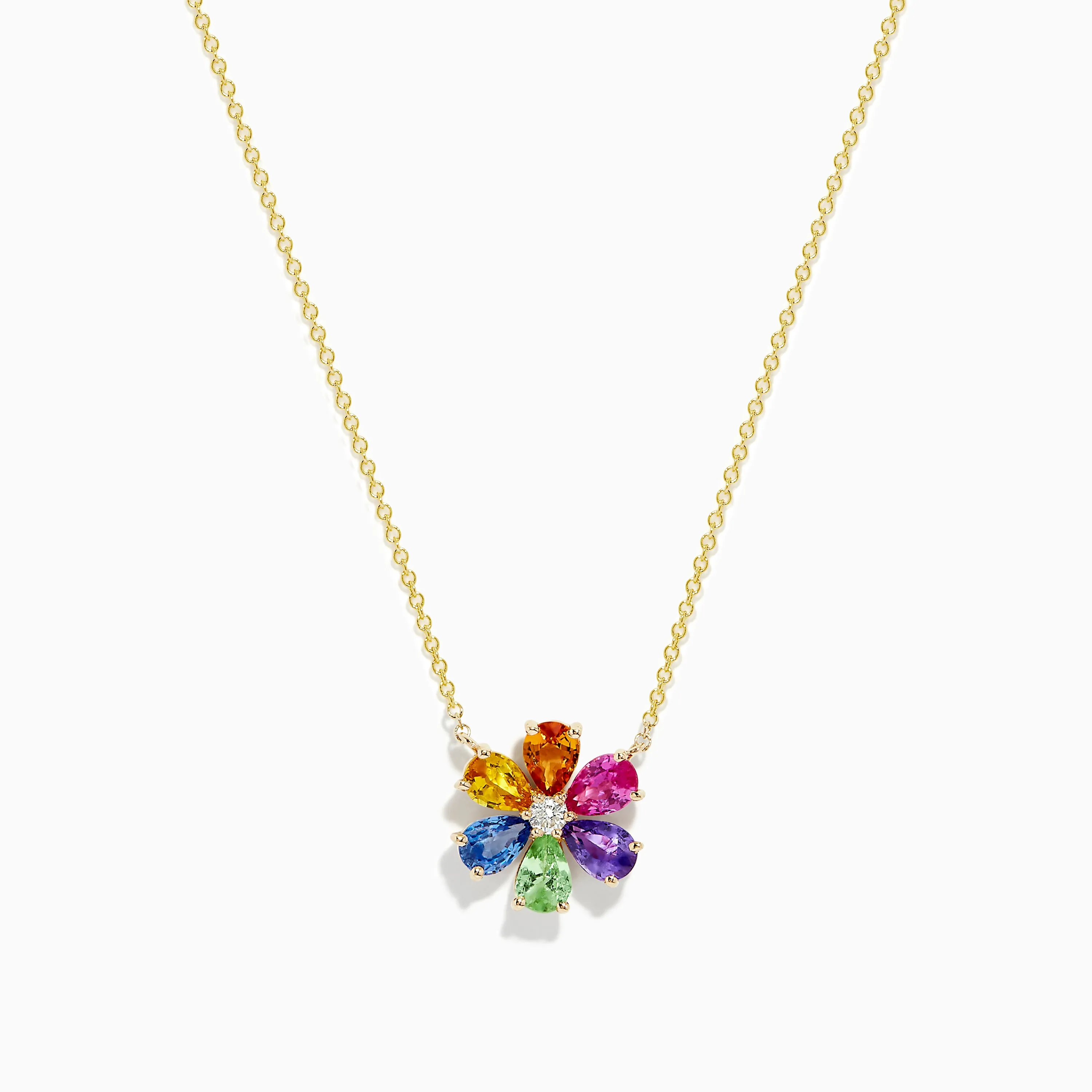 Watercolors 14K Gold Multi Sapphire and Diamond Flower Necklace sold by Effy