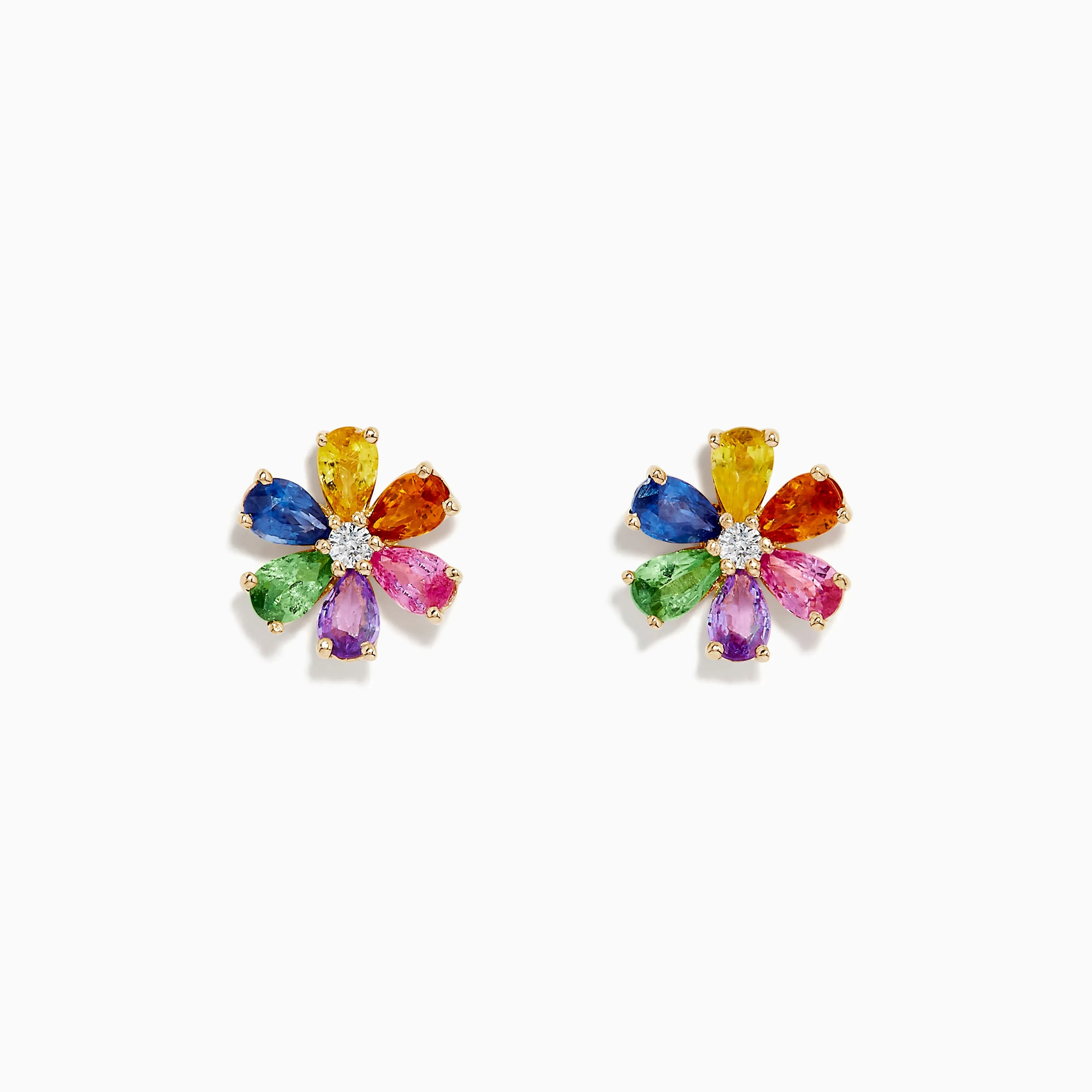 Watercolors 14K Gold Multi Sapphire and Diamond Flower Stud Earrings sold by Effy