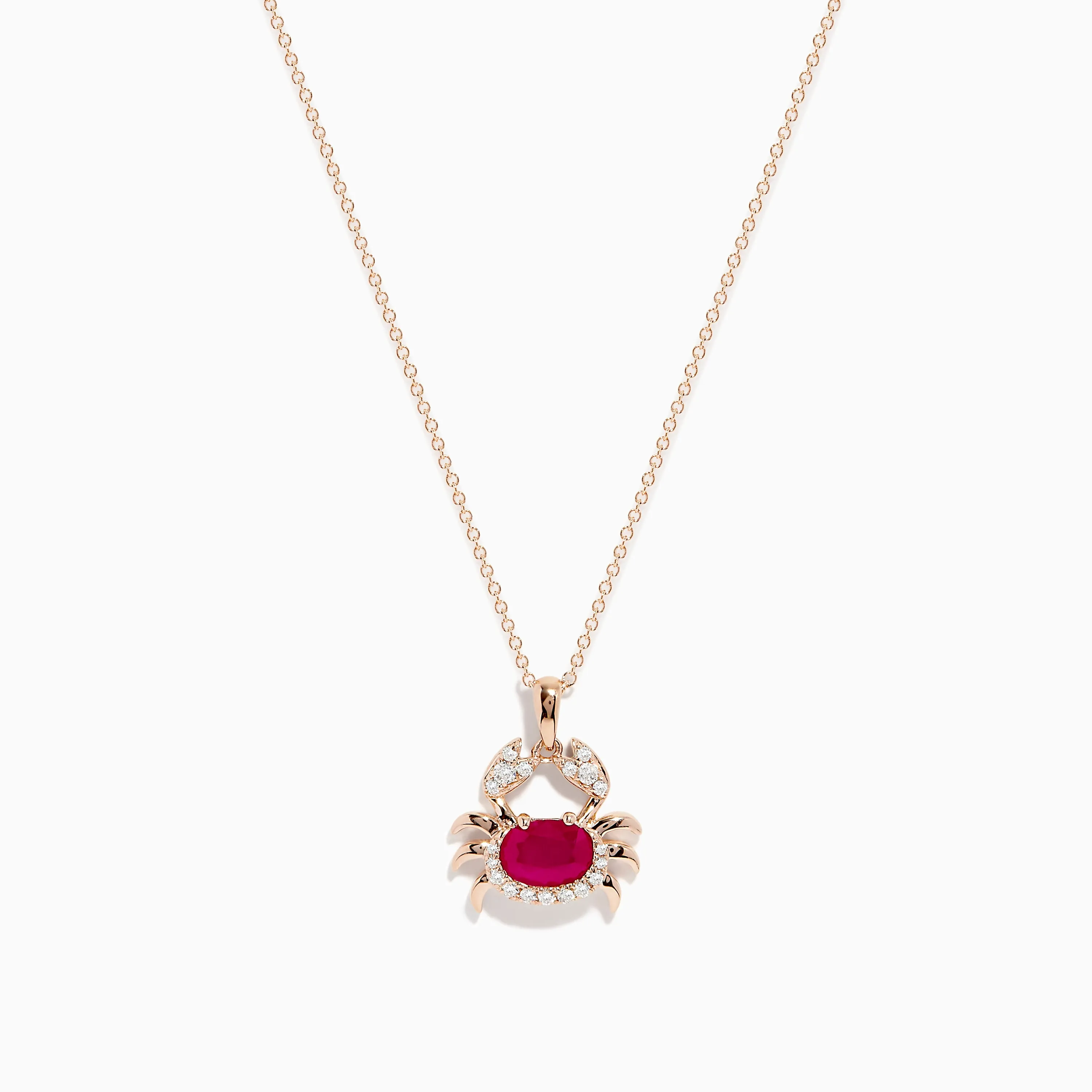 Seaside 14K Rose Gold Ruby and Diamond Crab Pendant sold by Effy