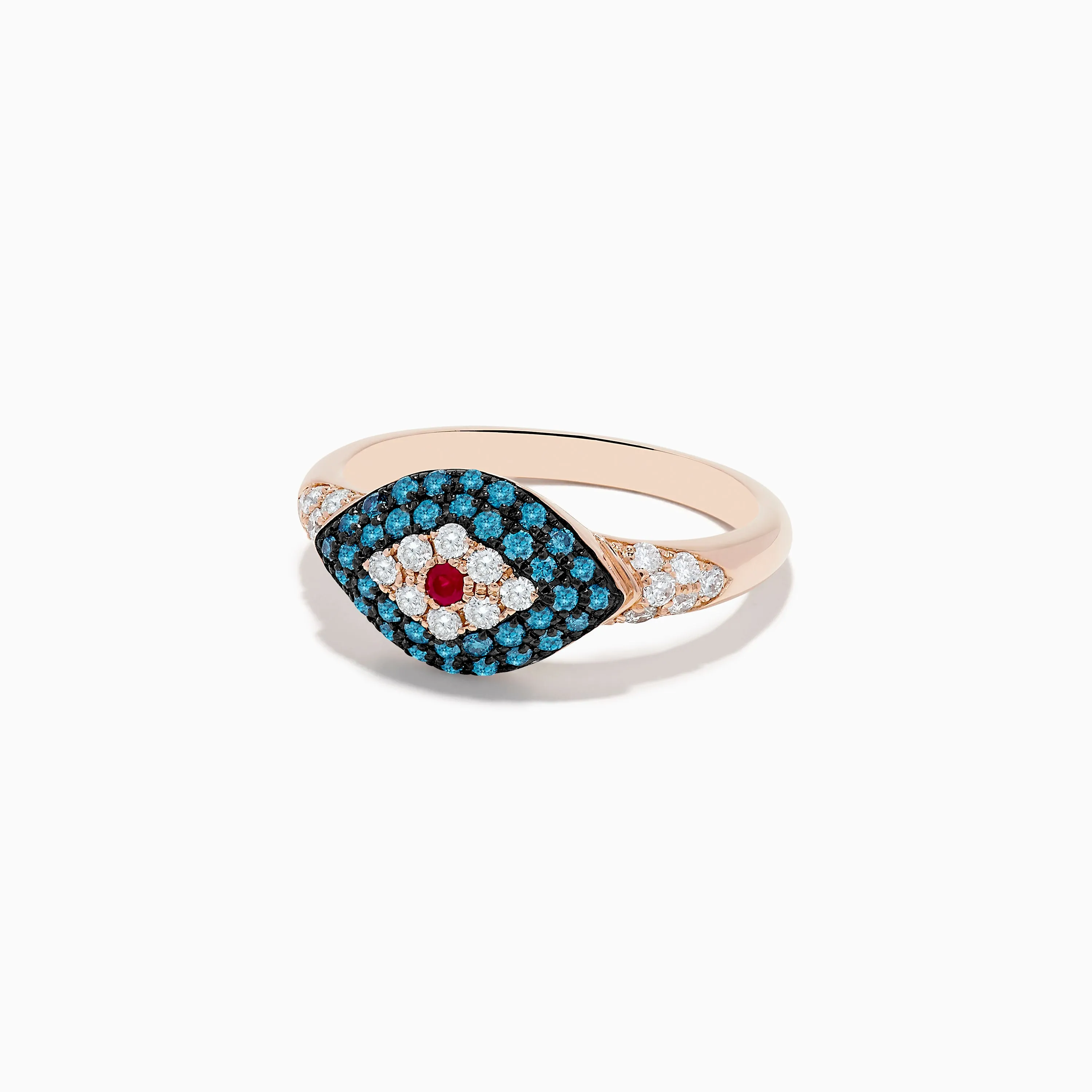 Novelty 14K Rose Gold Blue Diamond and Ruby Evil Eye Ring sold by Effy product image thumbnail 2