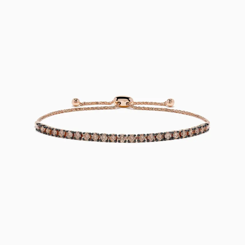 14K Rose Gold Espresso Diamond Bolo Bracelet 1.35 TCW sold by Effy