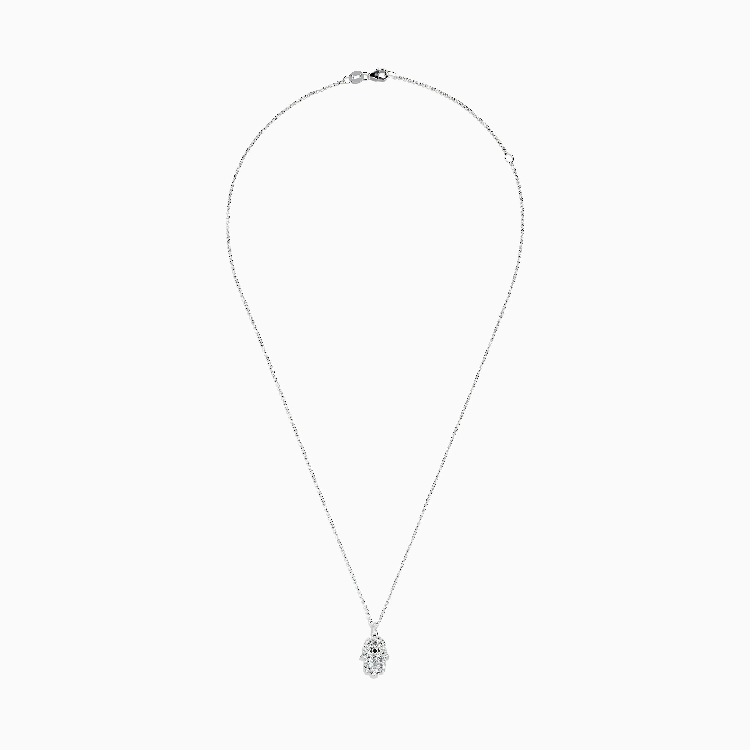 Novelty 14K White Gold Black and White Diamond Hamsa Pendant sold by Effy product image thumbnail 2