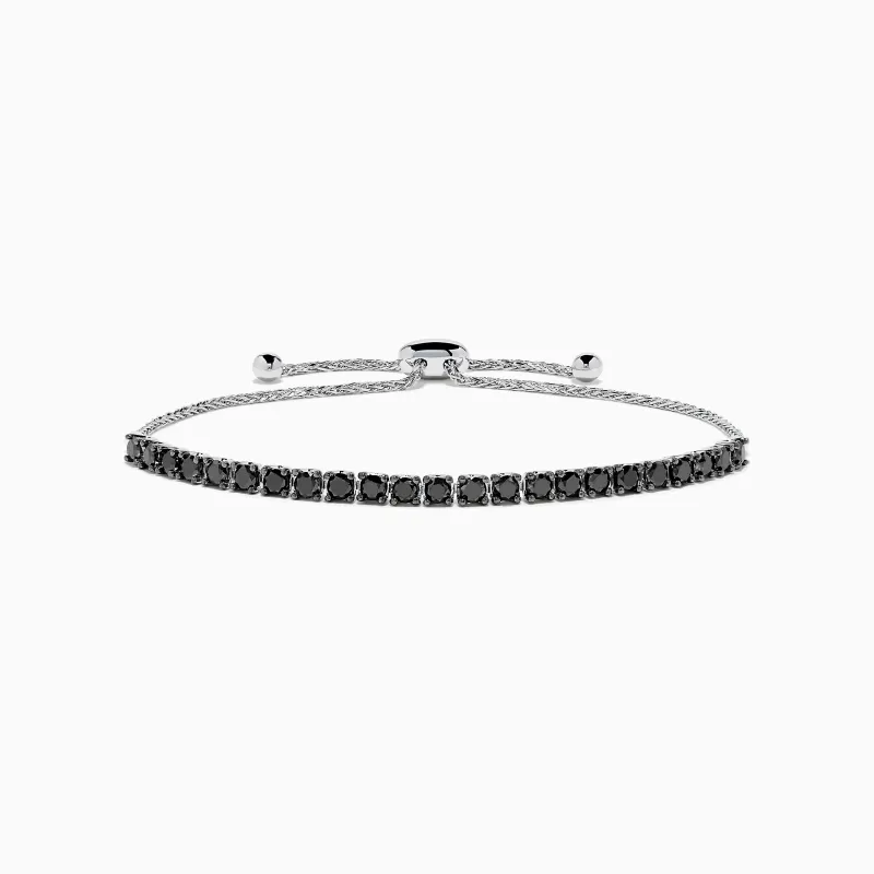 14K White Gold Black Diamond Bolo Bracelet sold by Effy