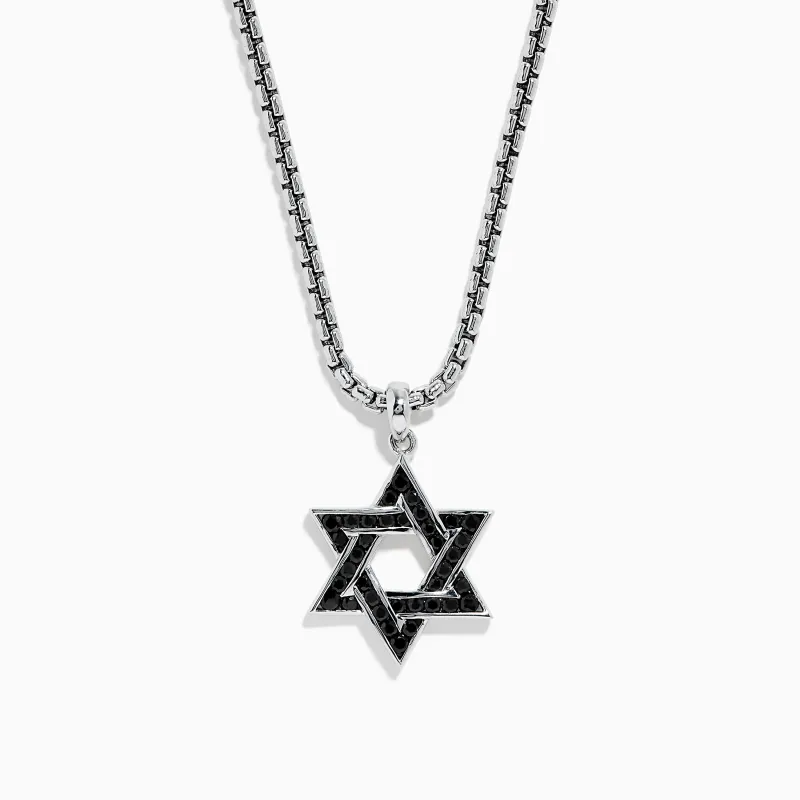 Men's 925 Sterling Silver Black Sapphire Star of David Pendant sold by Effy