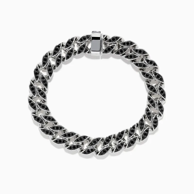 Men's 925 Sterling Silver Black Spinel Chain Link Bracelet sold by Effy
