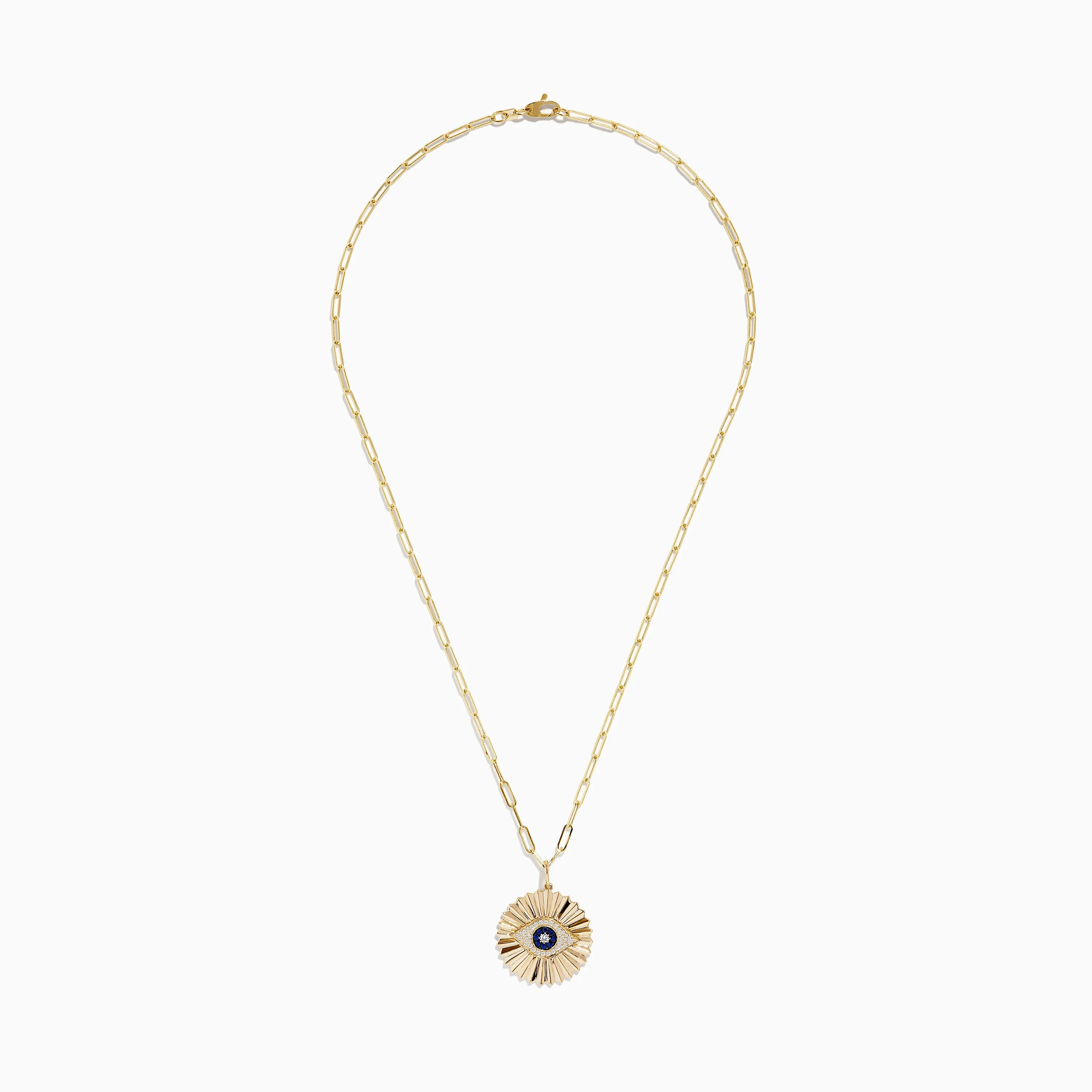 Novelty 14K Yellow Gold Sapphire and Diamond Evil Eye Disk Pendant sold by Effy product image thumbnail 2