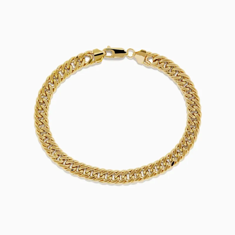 14K Two-Tone Yellow and White Gold Reversible Curb Chain Link Bracelet 9" sold by Effy