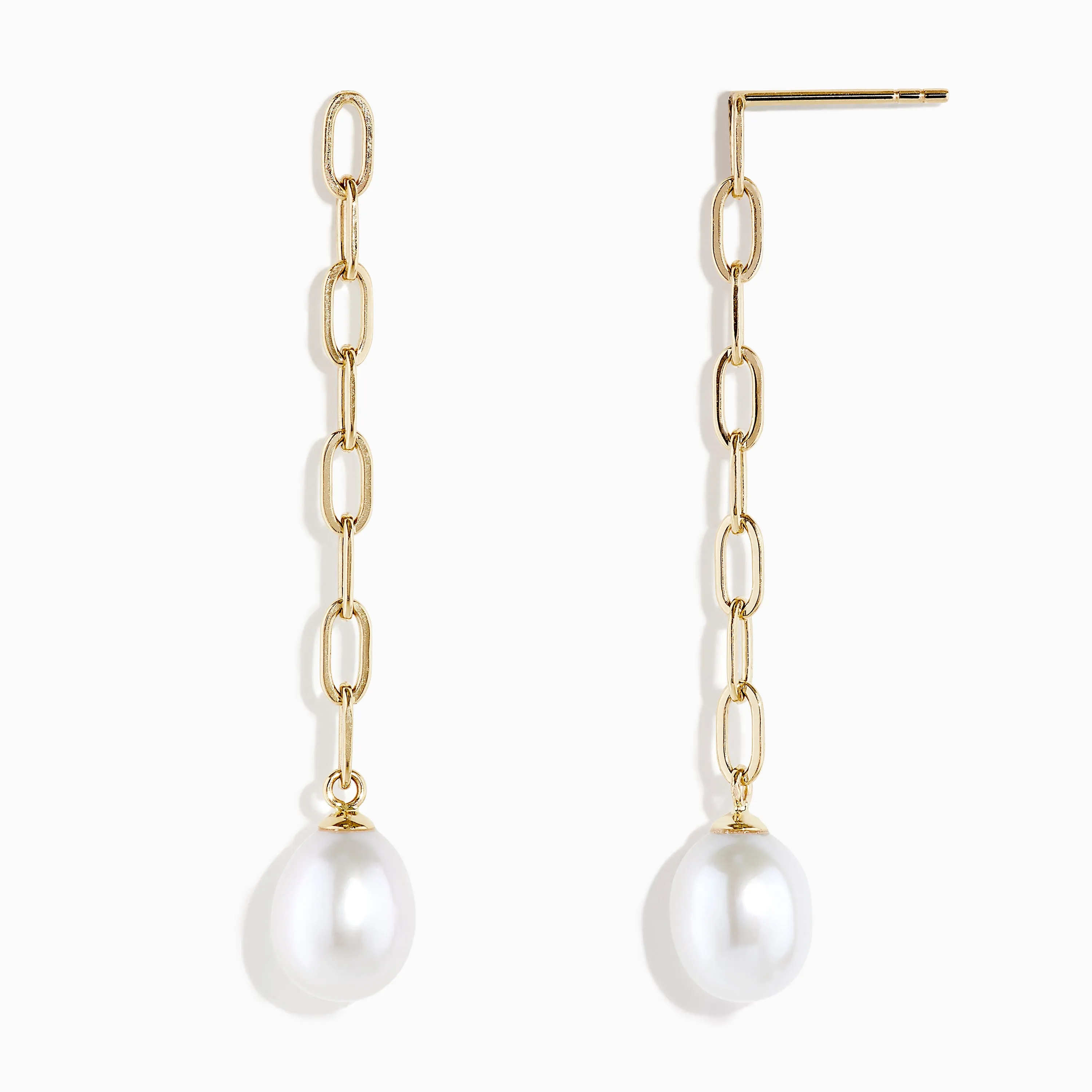 14K Yellow Gold Freshwater Pearl Paperclip Chain Drop Earrings sold by Effy product image thumbnail 2