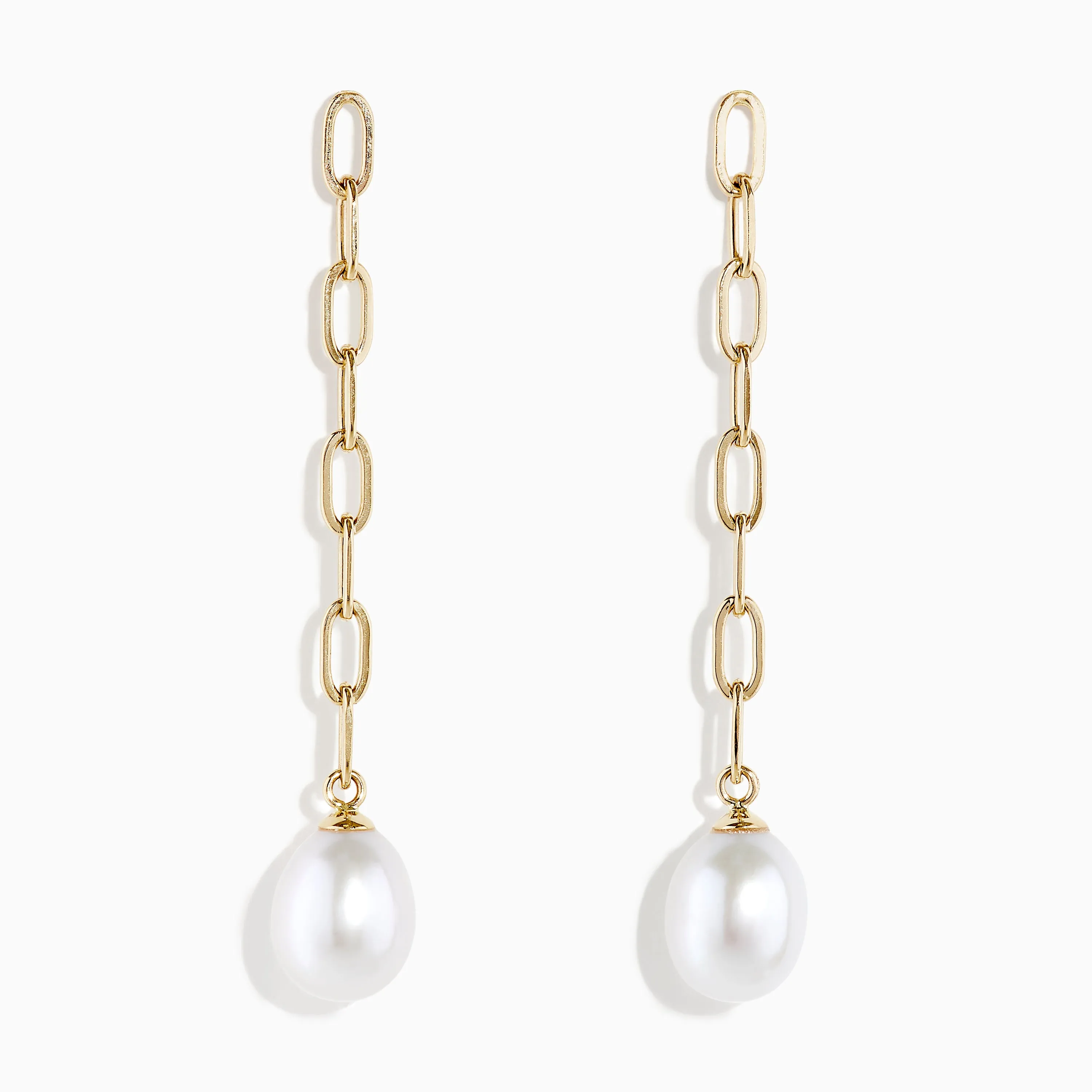 14K Yellow Gold Freshwater Pearl Paperclip Chain Drop Earrings sold by Effy