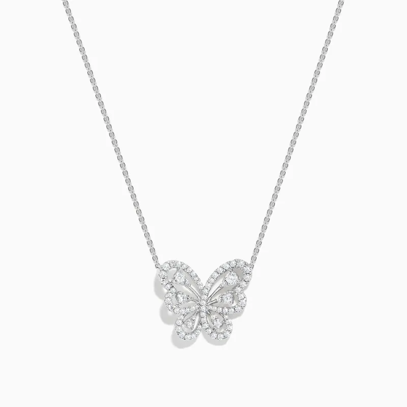 14K White Gold Diamond Butterfly Necklace sold by Effy