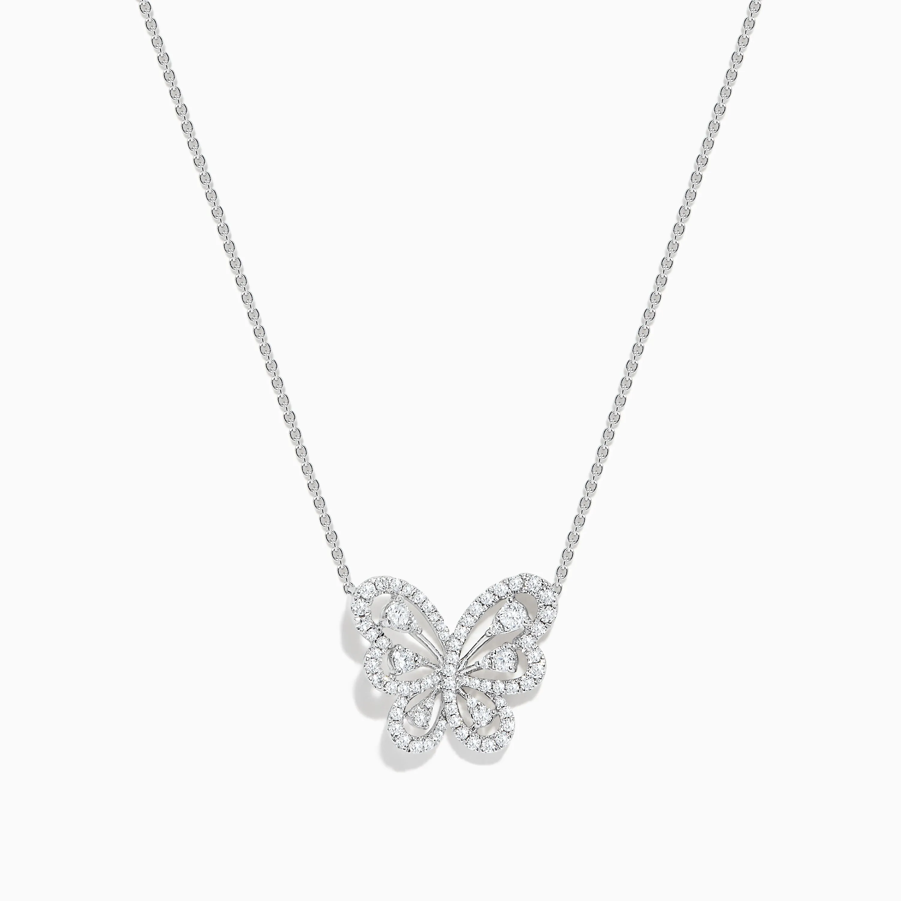 14K White Gold Diamond Butterfly Necklace sold by Effy