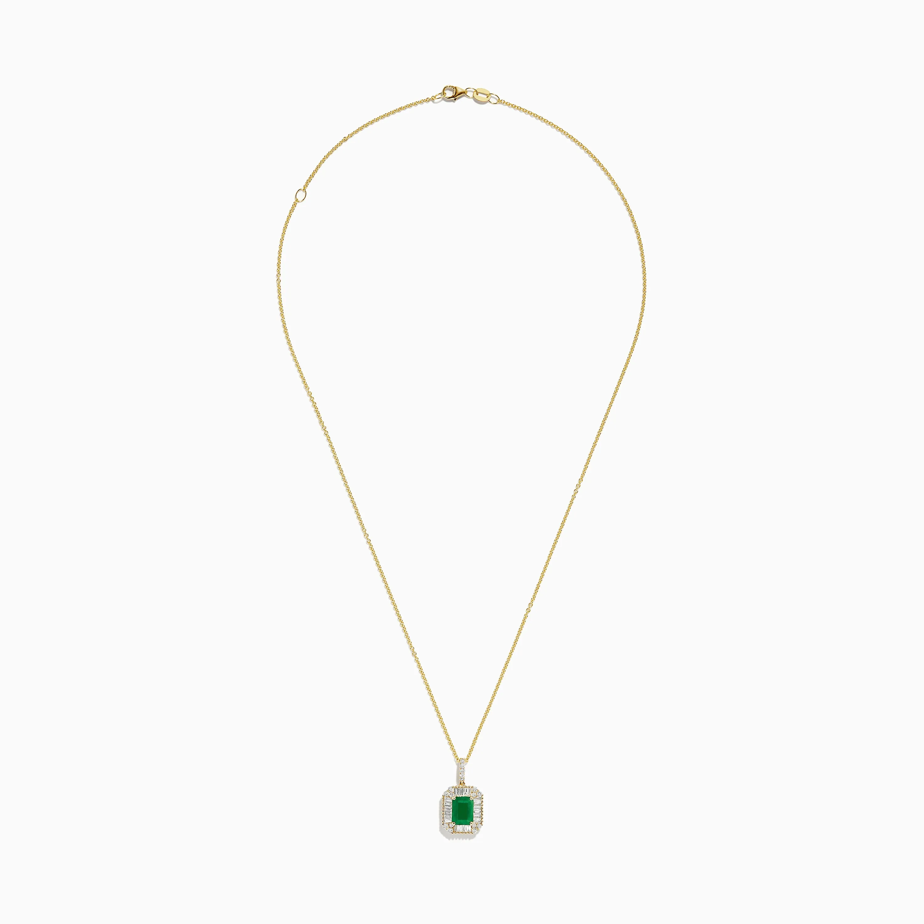14K Yellow Gold Baguette Diamond Halo Emerald Pendant sold by Effy product image thumbnail 2
