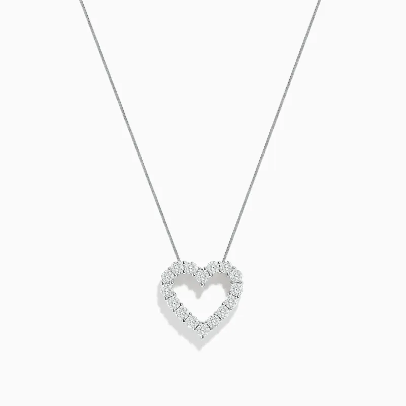 Pave Classica 14K White Gold White Diamond Heart Pendant 0.98 TCW sold by Effy
