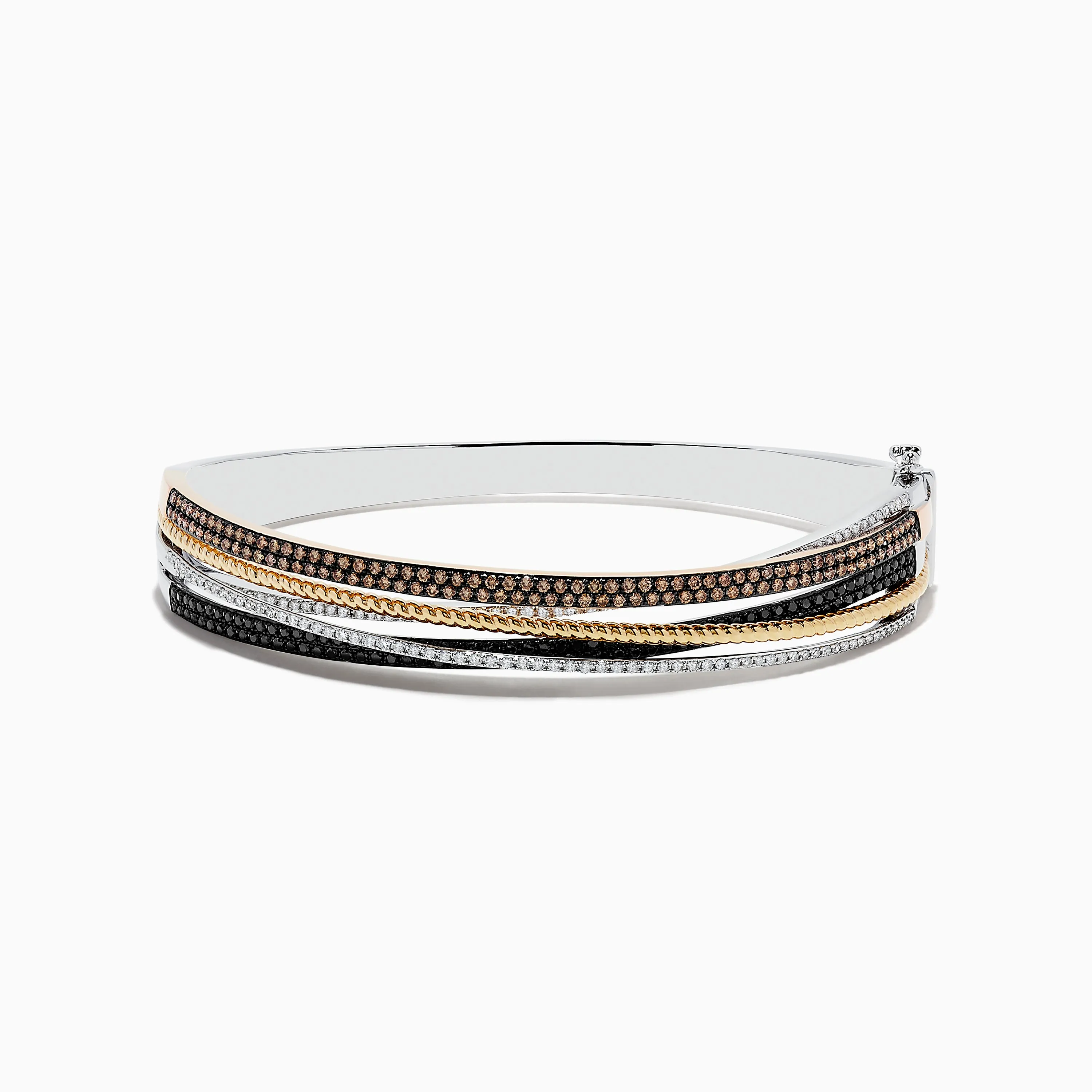 14K Trio-Color Gold Brown, Black and White Diamond Bangle 1.97 TCW sold by Effy